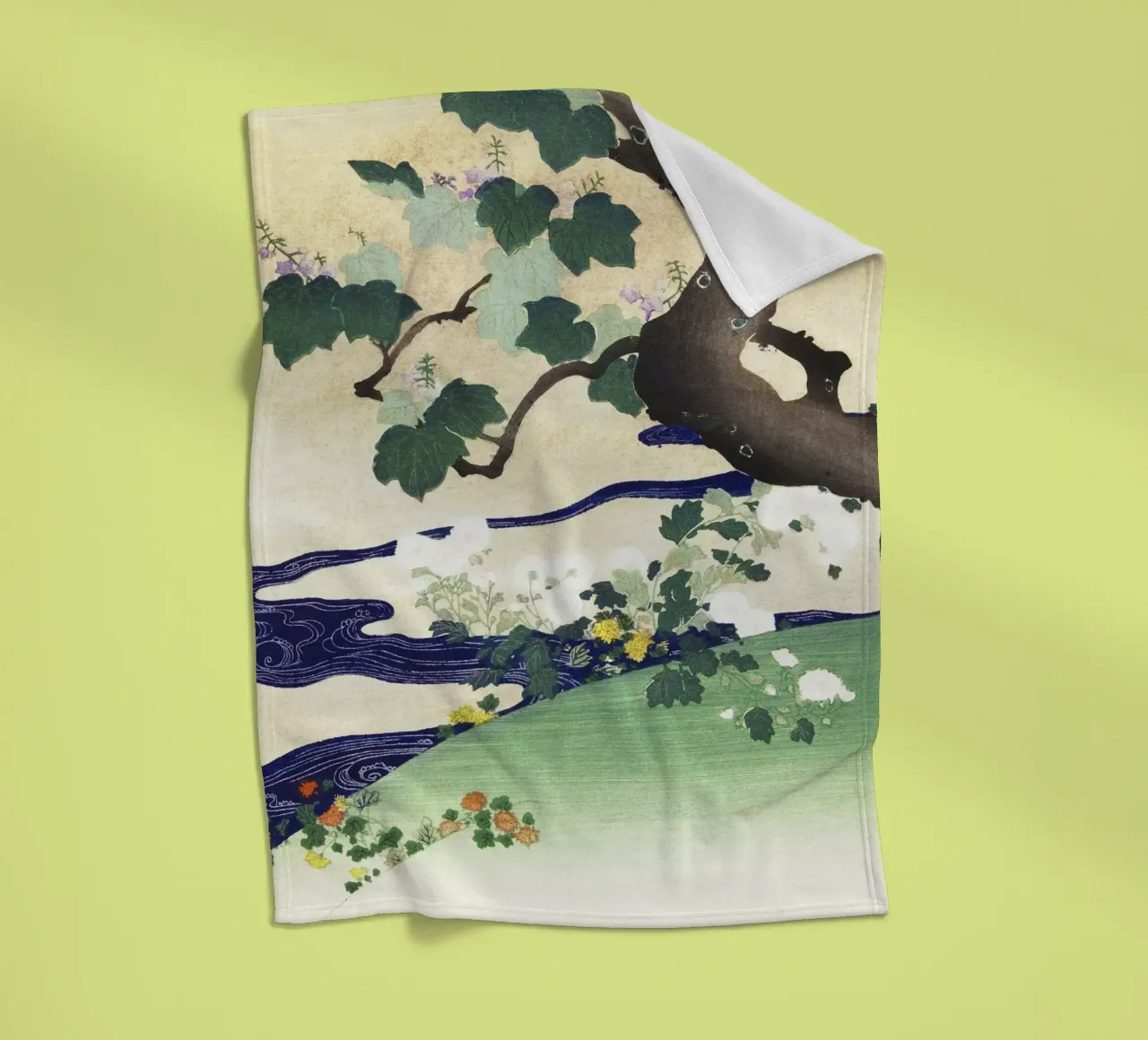 Albero e crisantemi (1890-1900) di Kogyo Tsukioka coperta in pile da Venus Art
