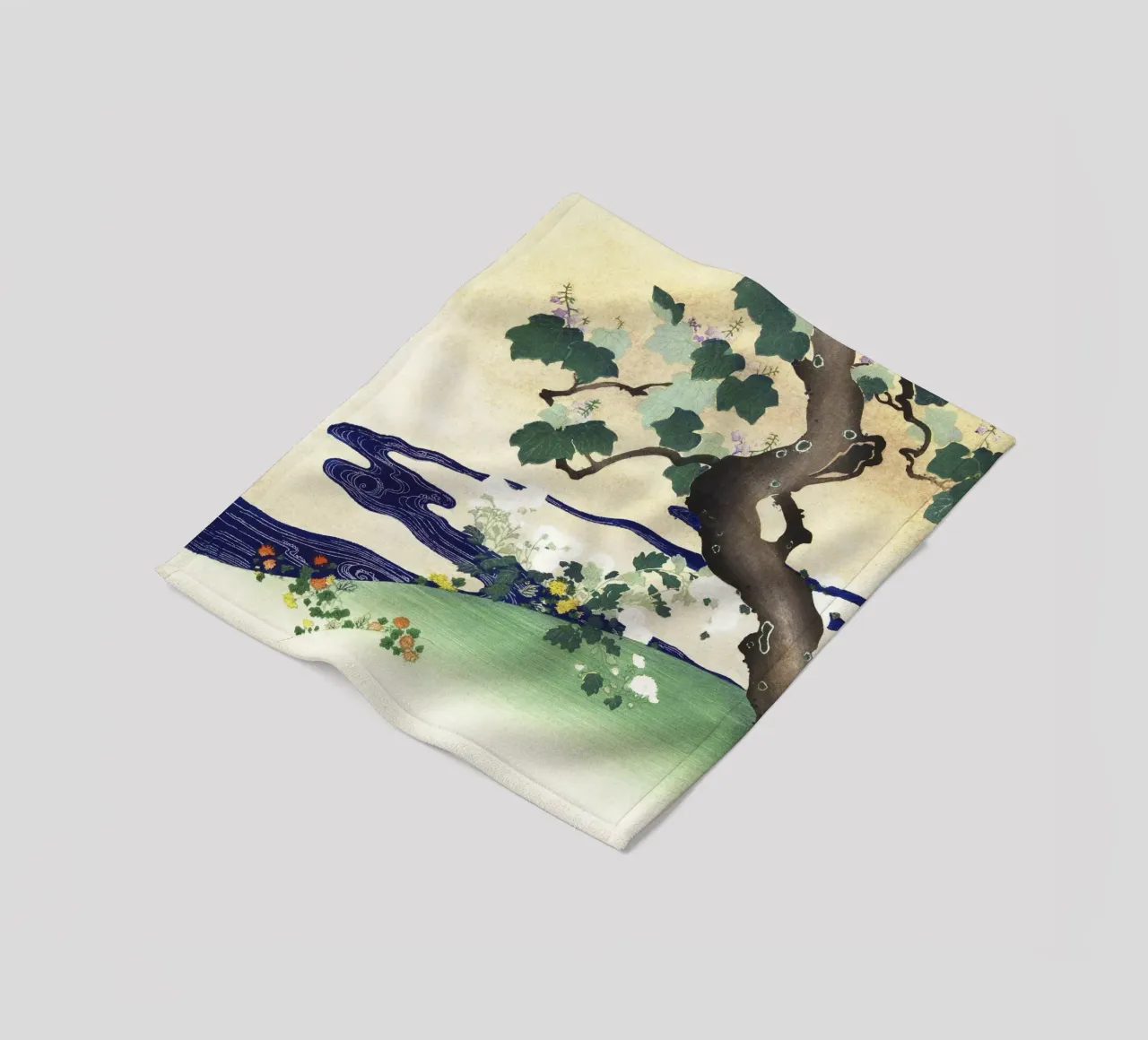 Albero e crisantemi (1890-1900) di Kogyo Tsukioka coperta in pile da Venus Art