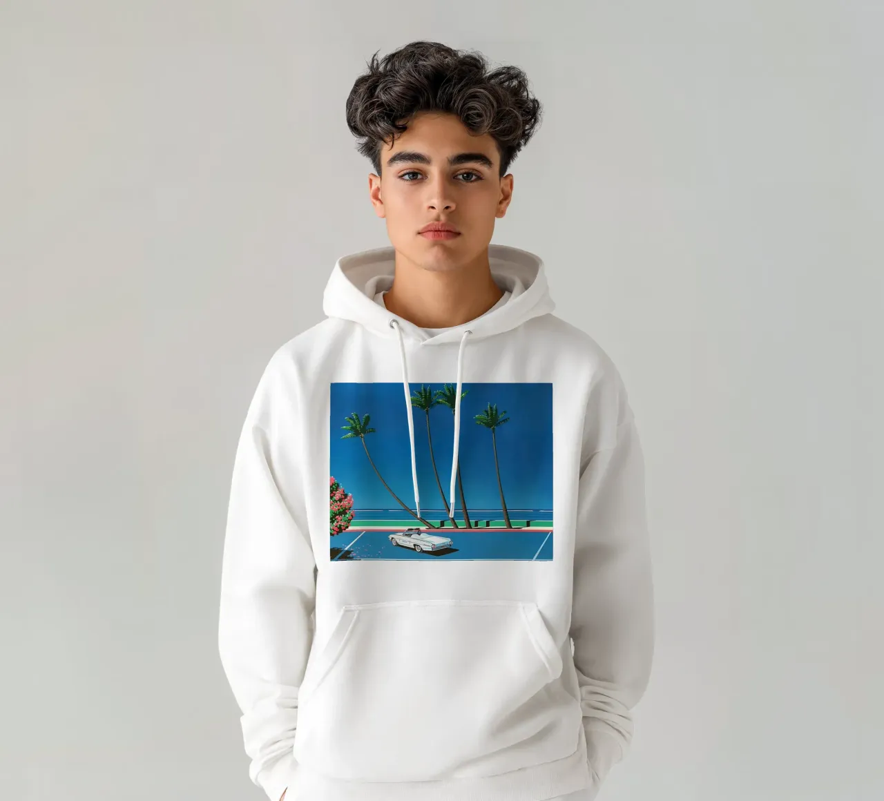 Hiroshi Nagai Auto bianca felpa con cappuccio da THE CAROLINE