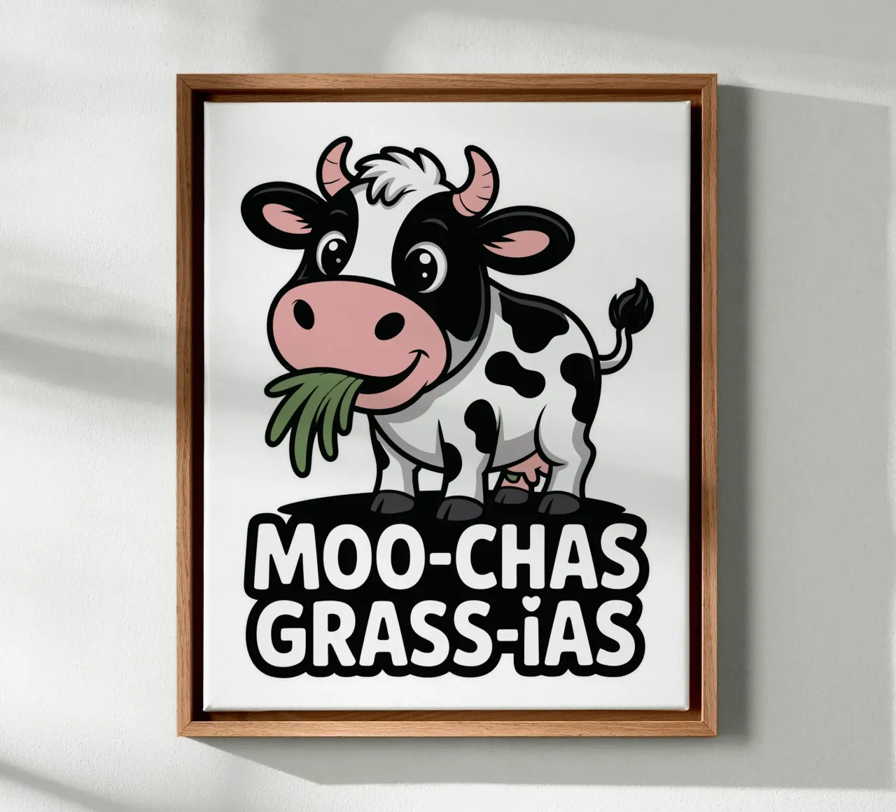 Moo-Chas Grass-ias canvas met Baklijst van edsonramosart