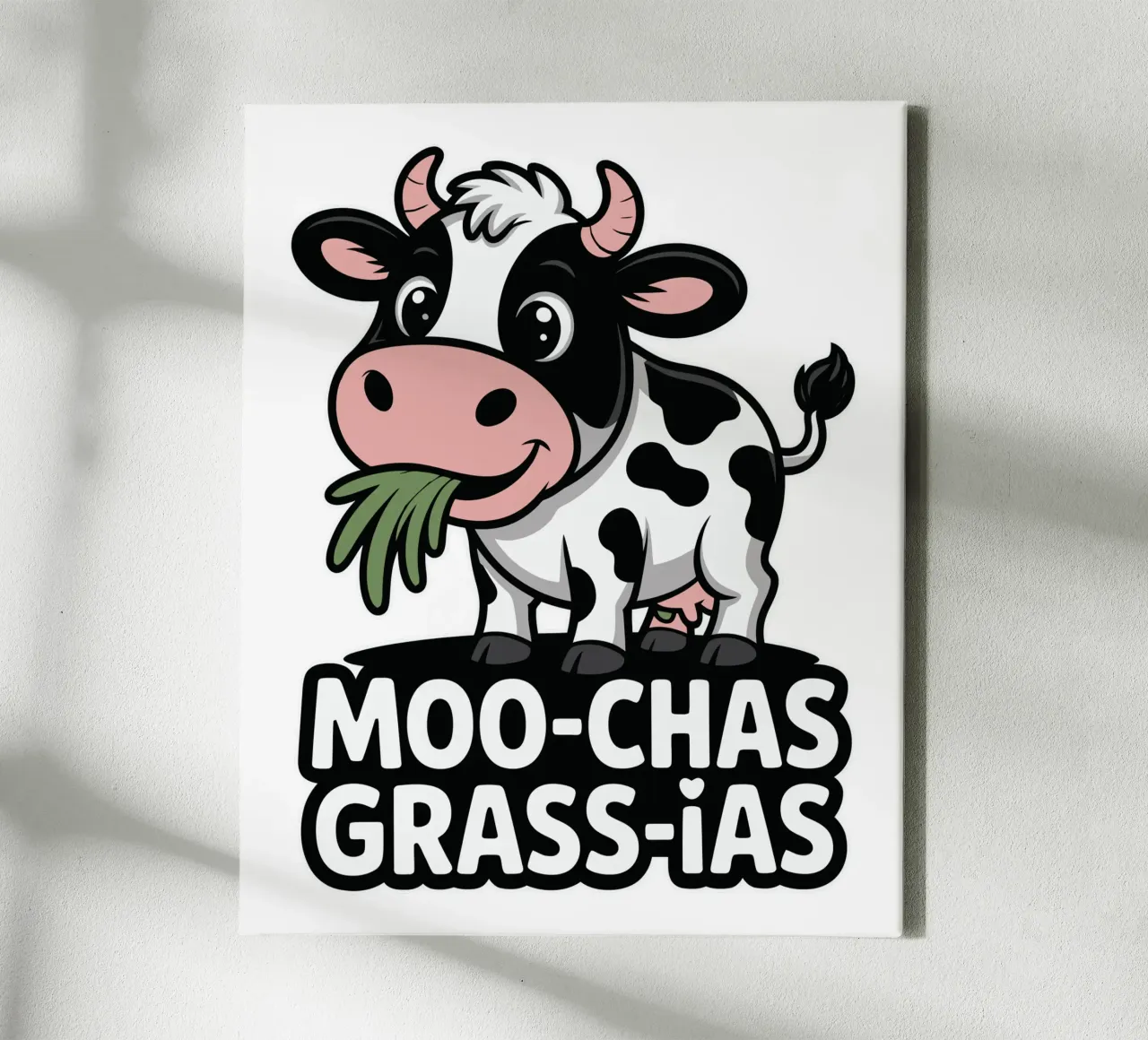 Moo-Chas Grass-ias canvas met Baklijst van edsonramosart