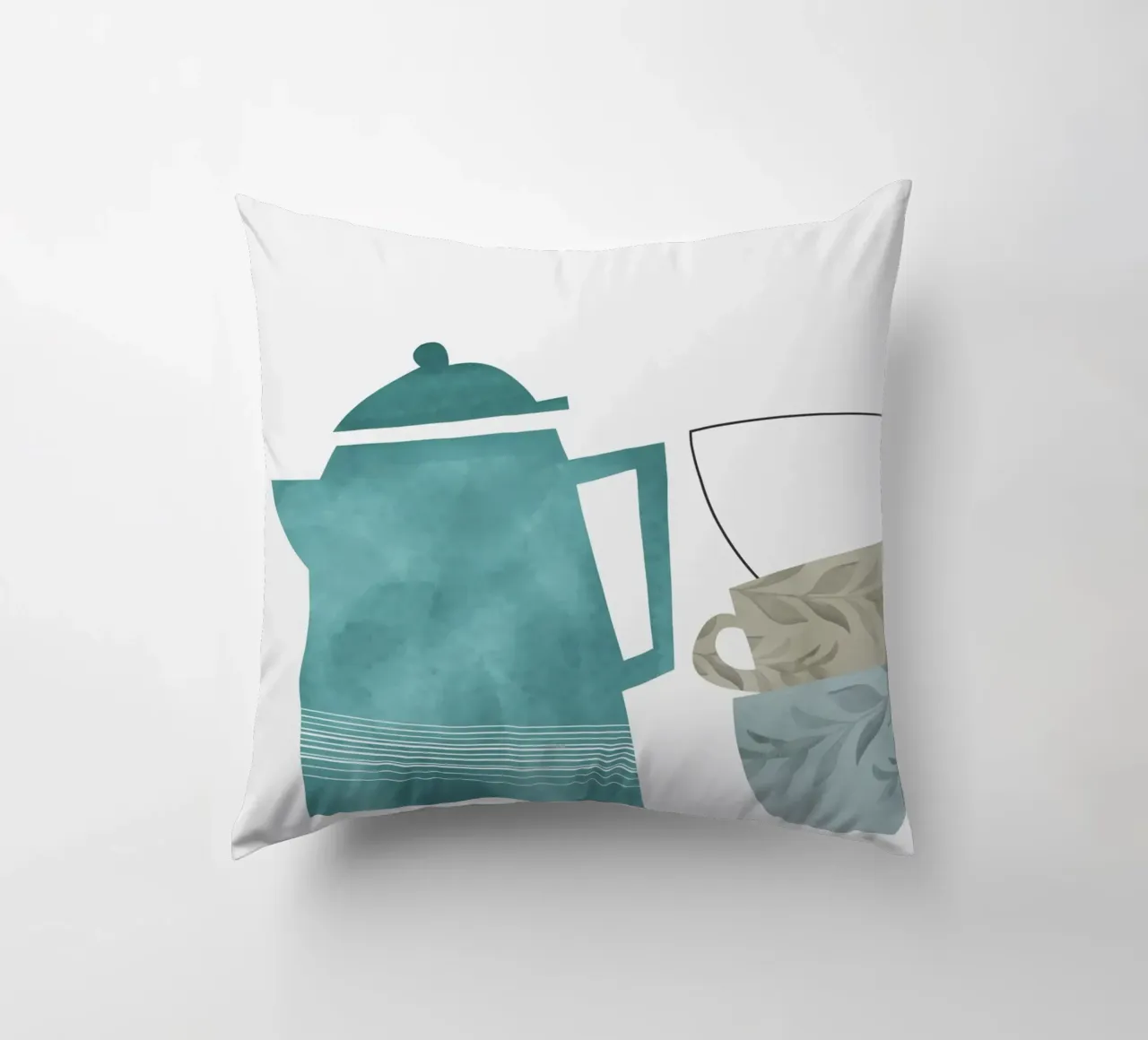 minimalist illustration cafe and tea cuscino da vintageshop