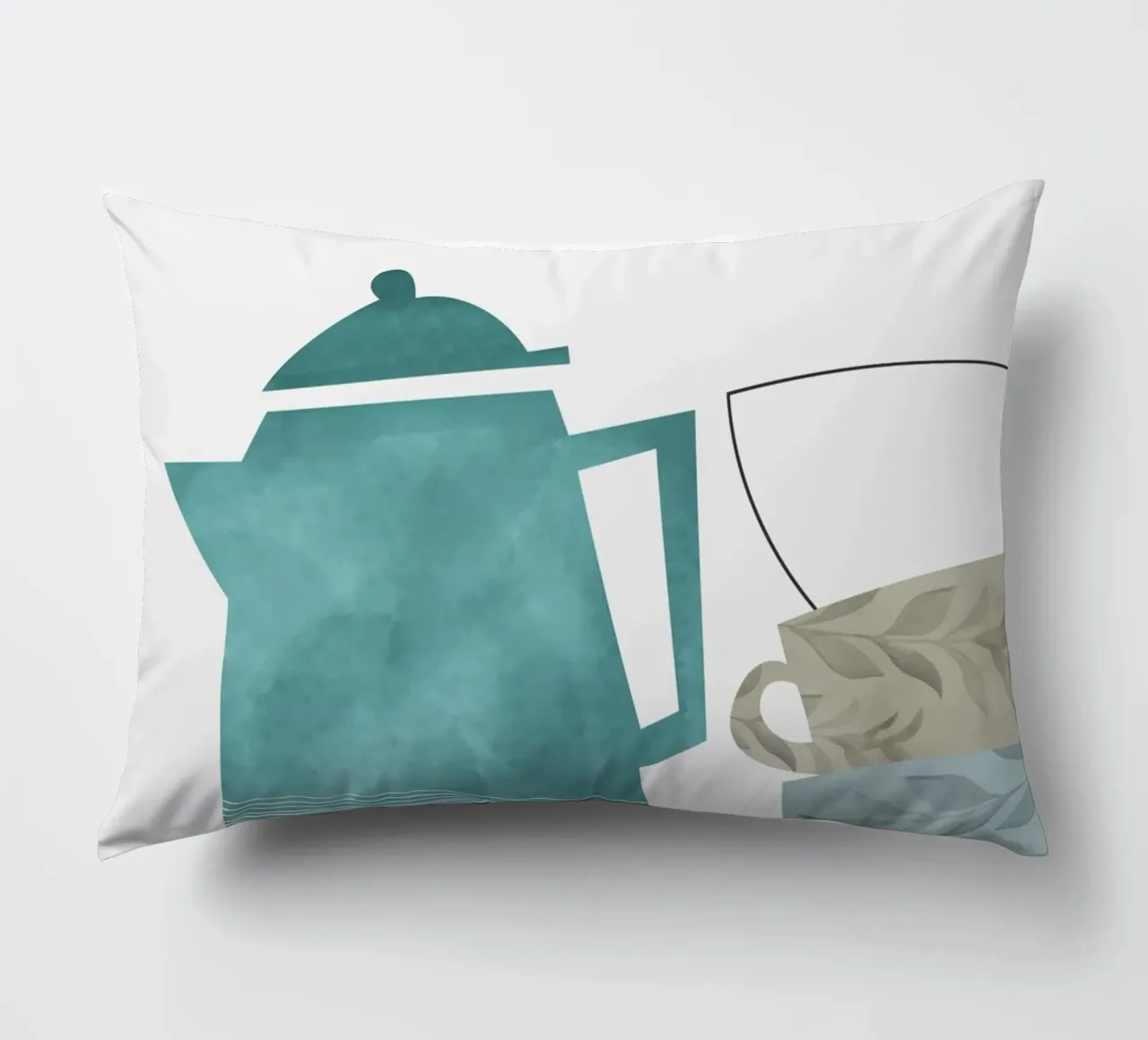 minimalist illustration cafe and tea cuscino da vintageshop