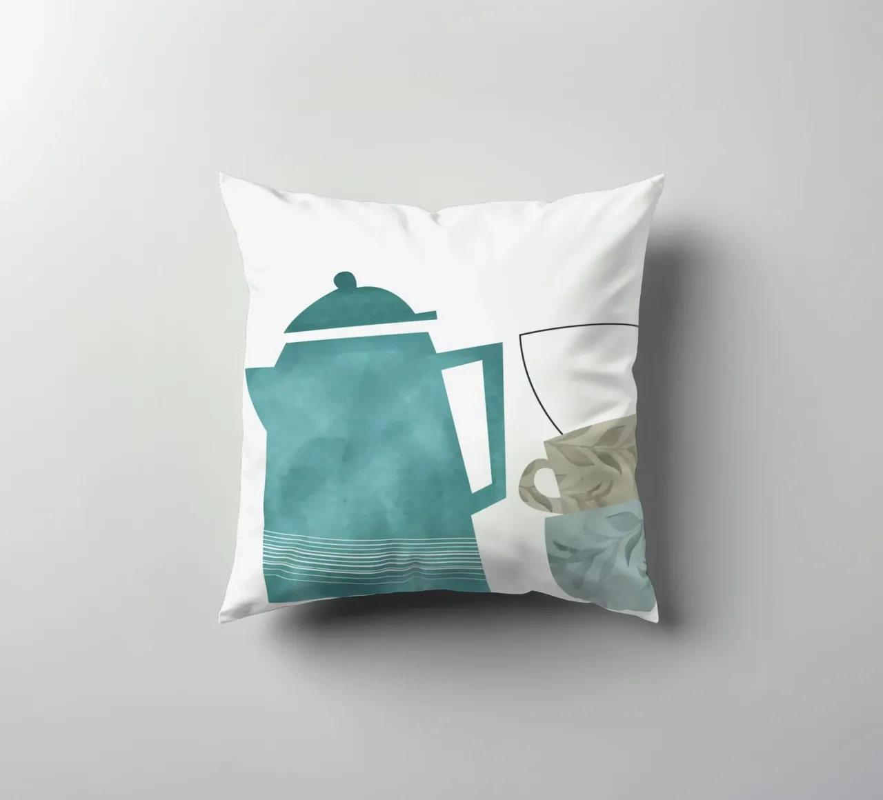 minimalist illustration cafe and tea cuscino da vintageshop