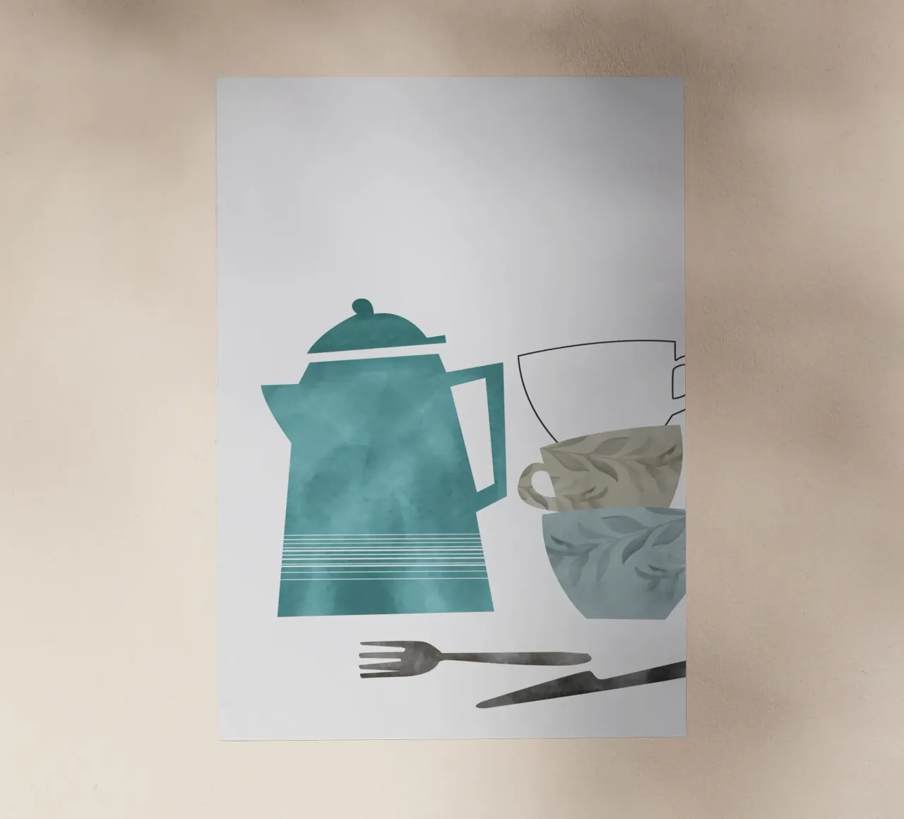 minimalist illustration cafe and tea pellicola backlit da vintageshop