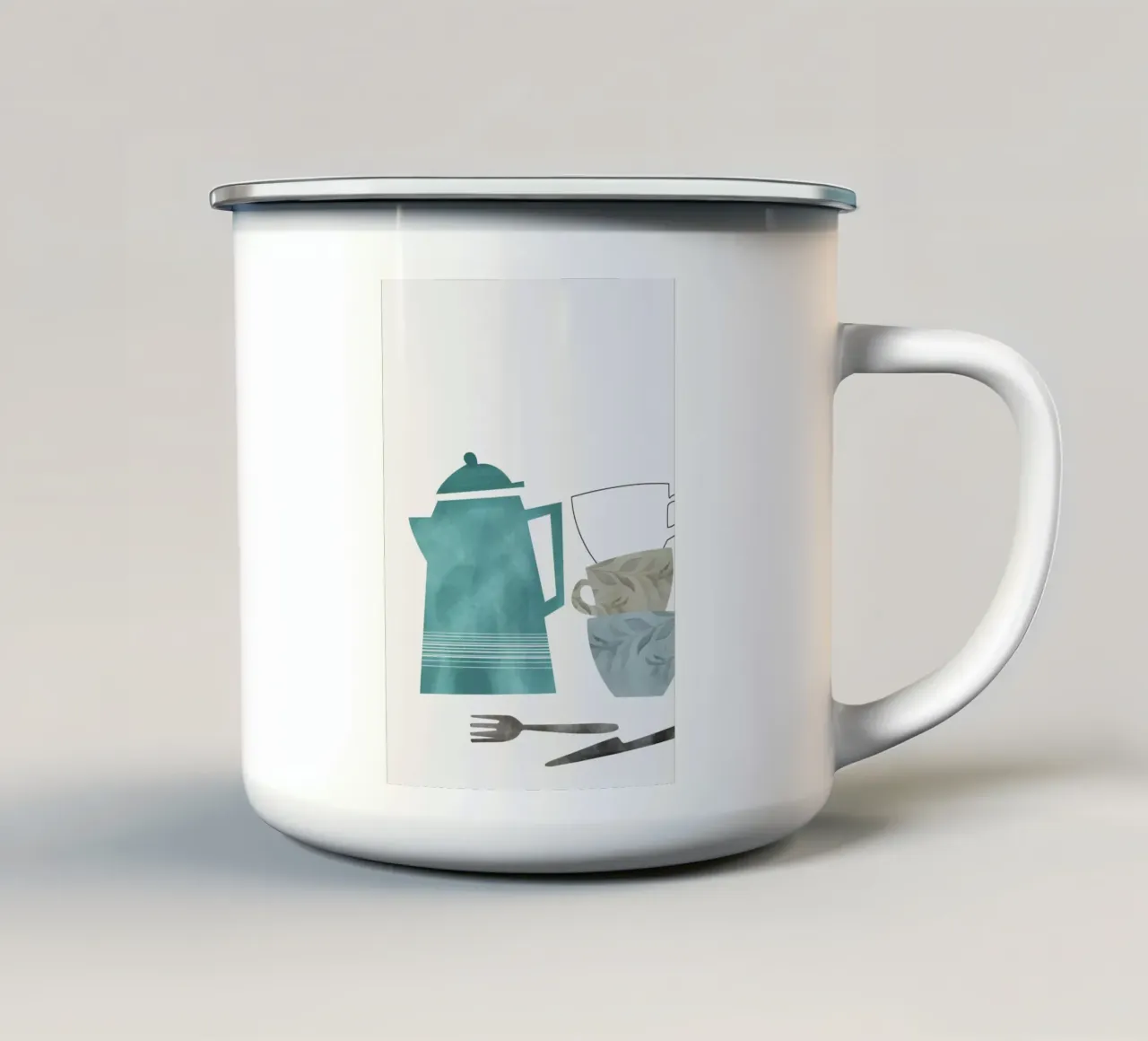 minimalist illustration cafe and tea tazza in smalto da vintageshop