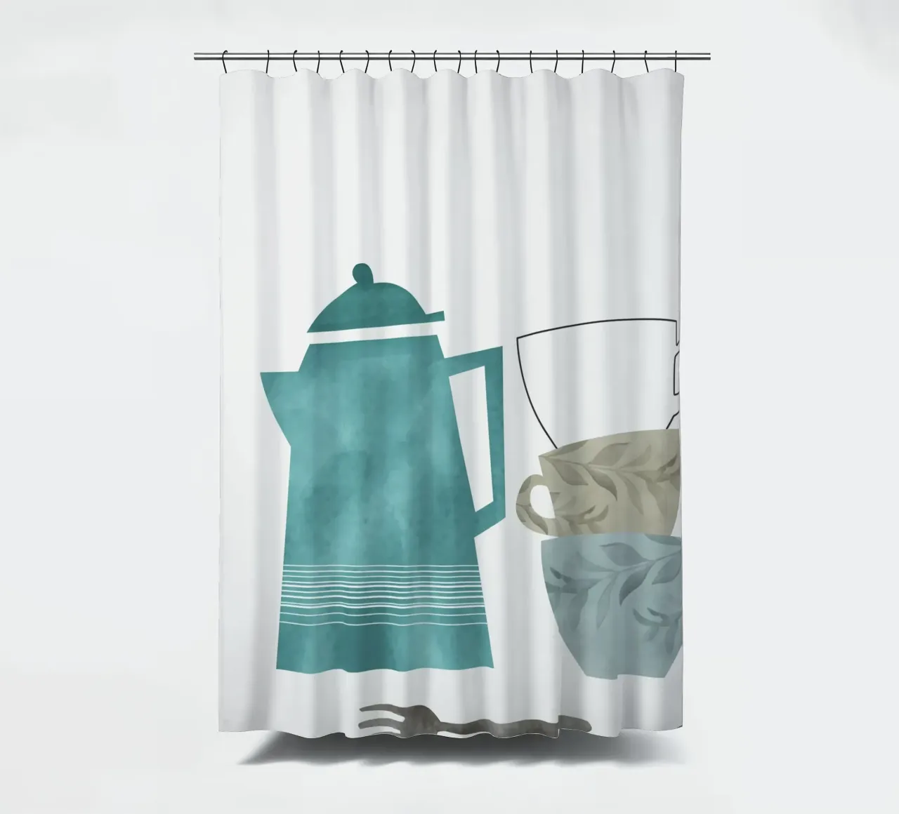 minimalist illustration cafe and tea tenda da doccia da vintageshop