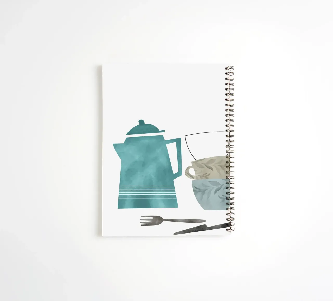 minimalist illustration cafe and tea spiral notebook by vintageshop