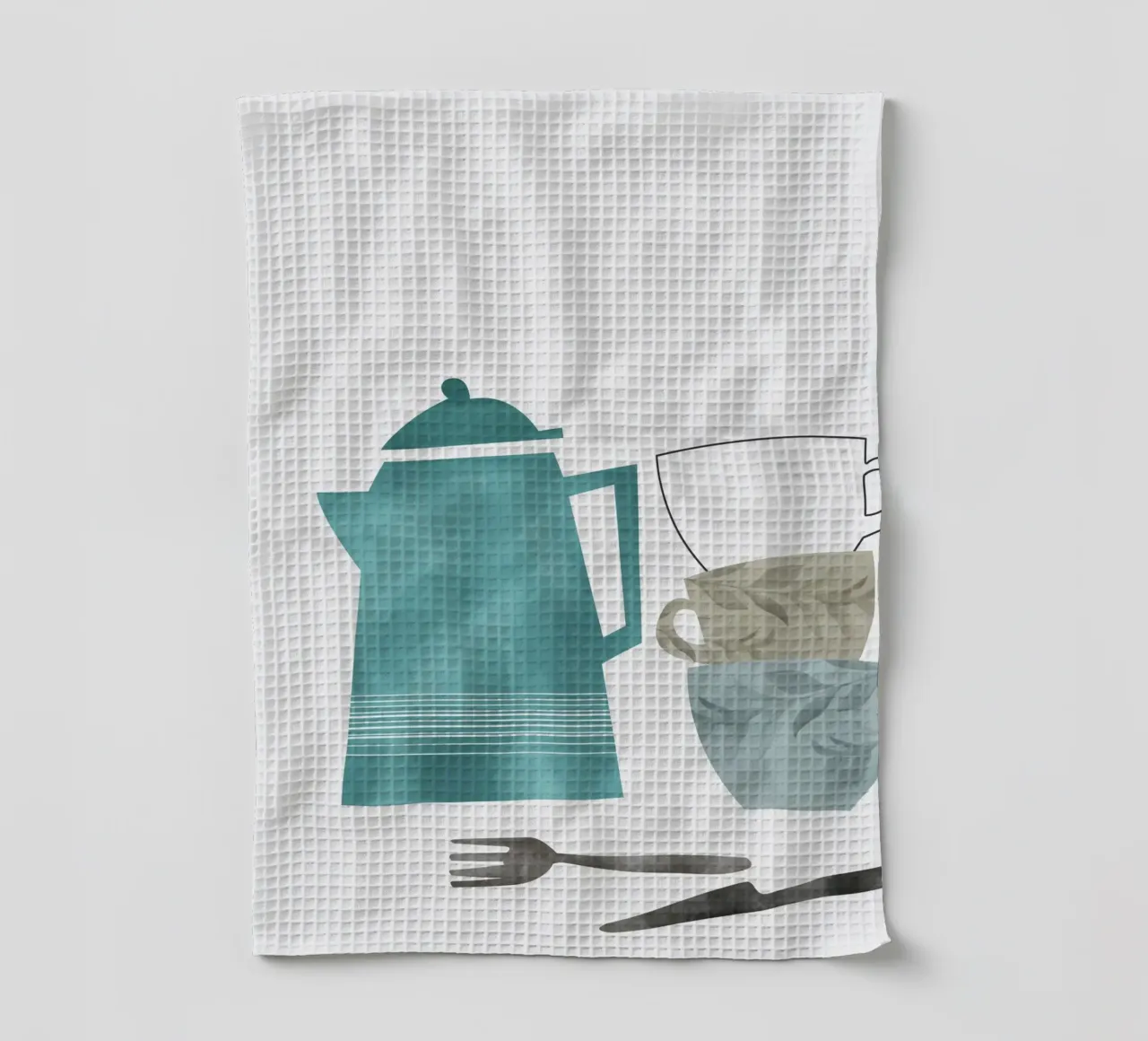 minimalist illustration cafe and tea canovaccio da cucina da vintageshop