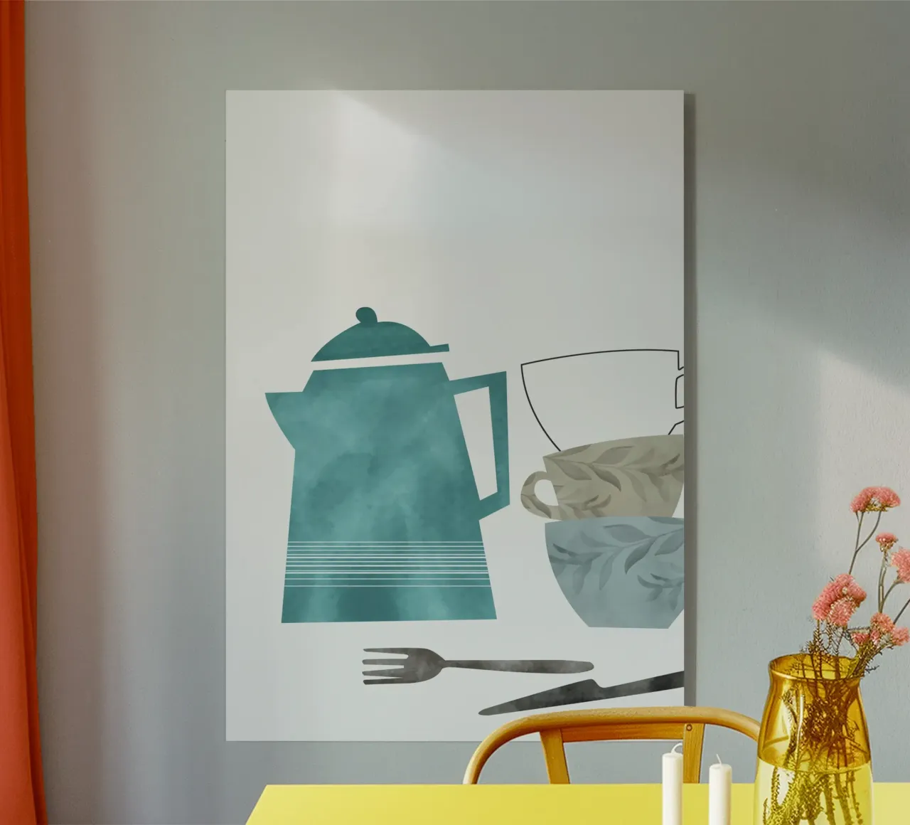 minimalist illustration cafe and tea plexiglass da vintageshop