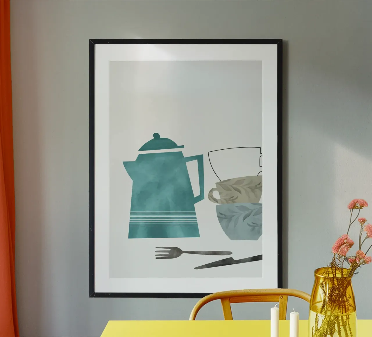 minimalist illustration cafe and tea carta hahnemühle da vintageshop
