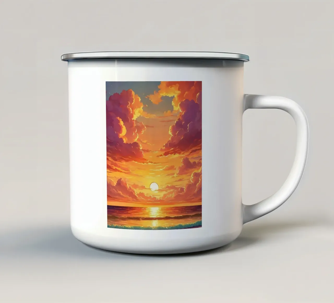 tramonto alba tazza in smalto da luxi&lace