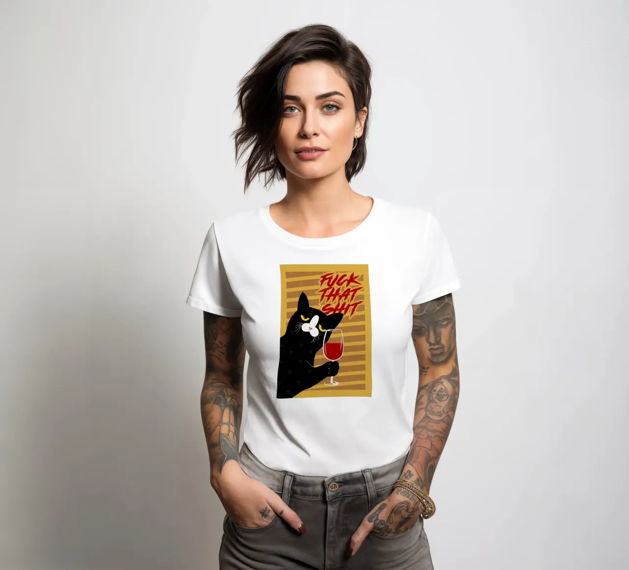 Black Cat women's fitted t-shirt by Arjun