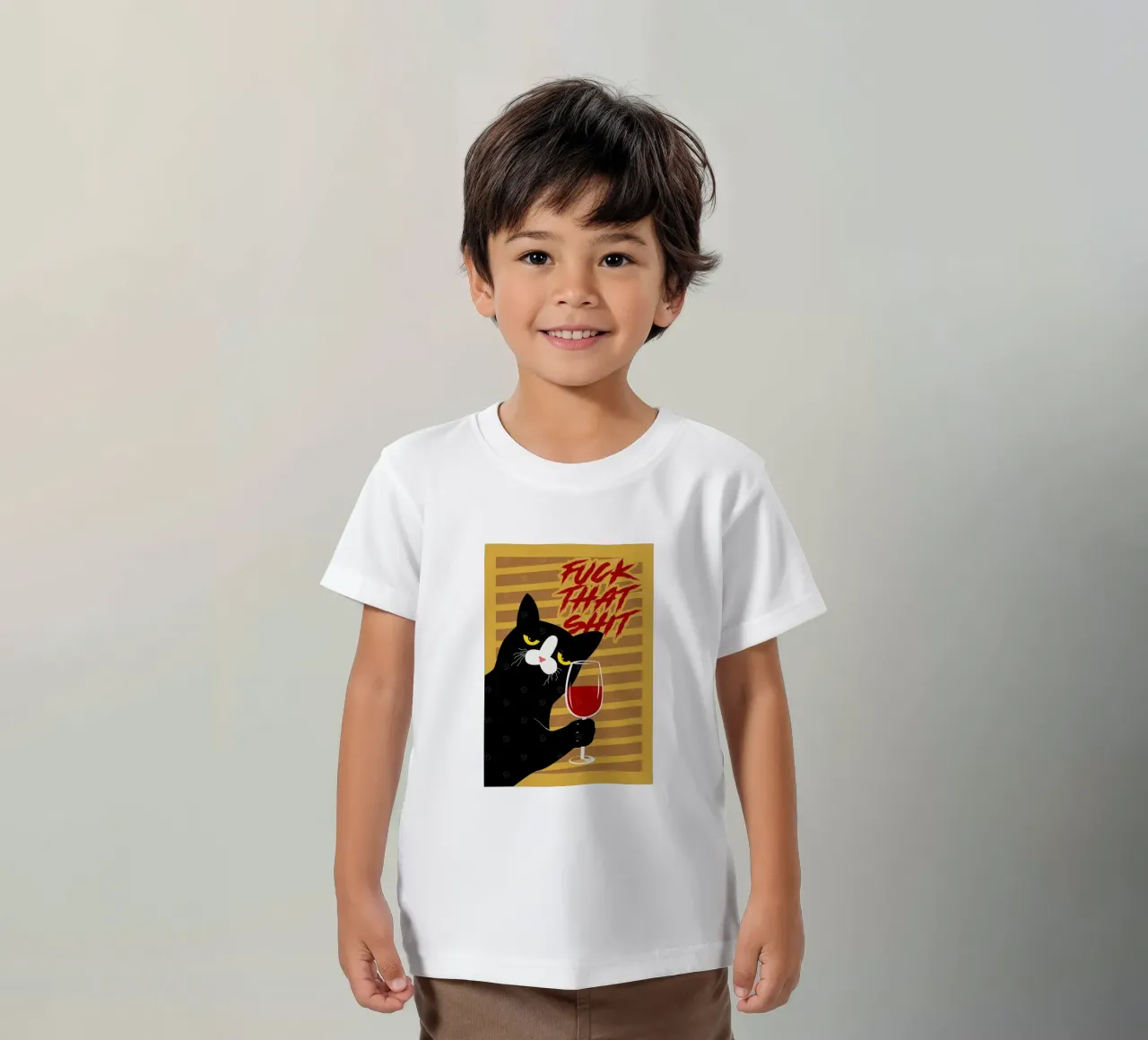 Black Cat kids t-shirt by Arjun