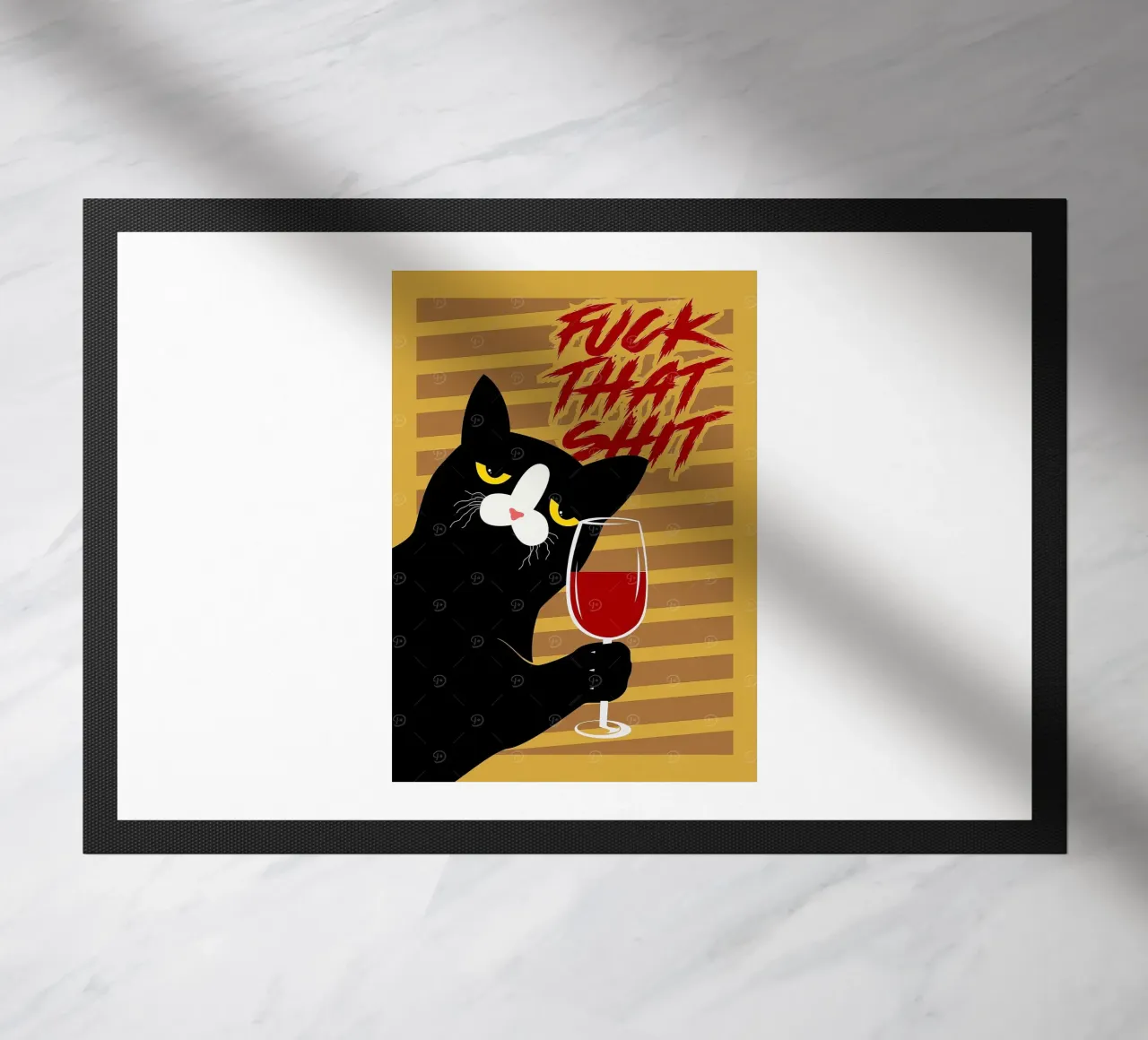 Black Cat doormat by Arjun