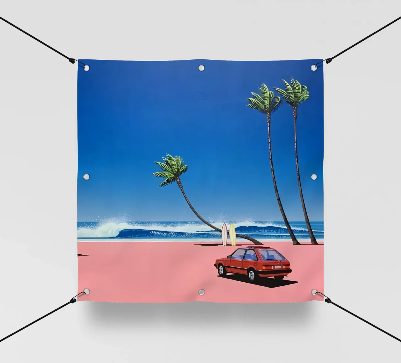 Hiroshi Nagai Auto rossa e mare telo in pvc da THE CAROLINE