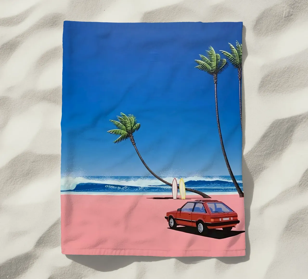 Hiroshi Nagai Auto rossa e mare telo mare da THE CAROLINE