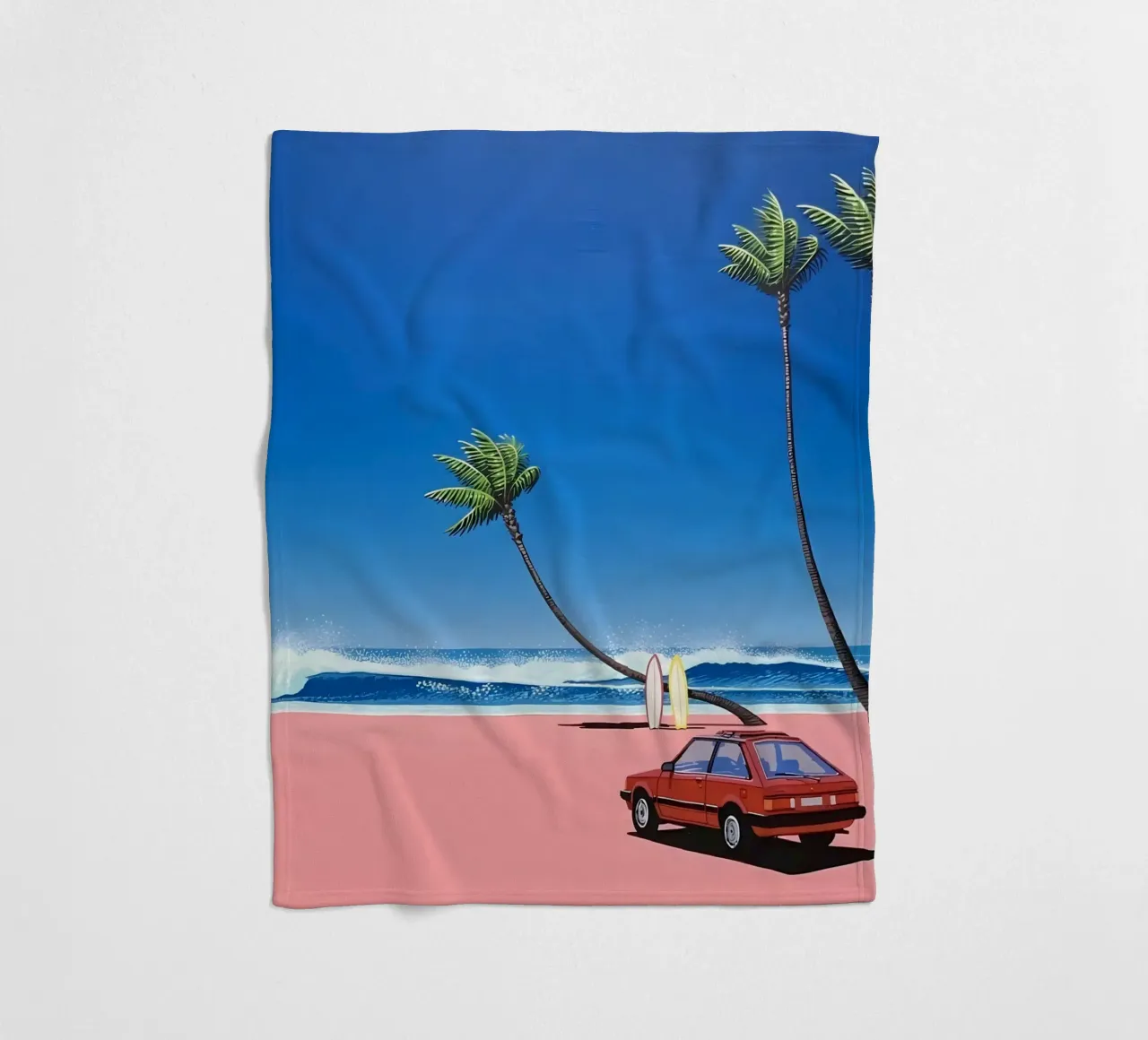 Hiroshi Nagai Auto rossa e mare coperta in pile da THE CAROLINE