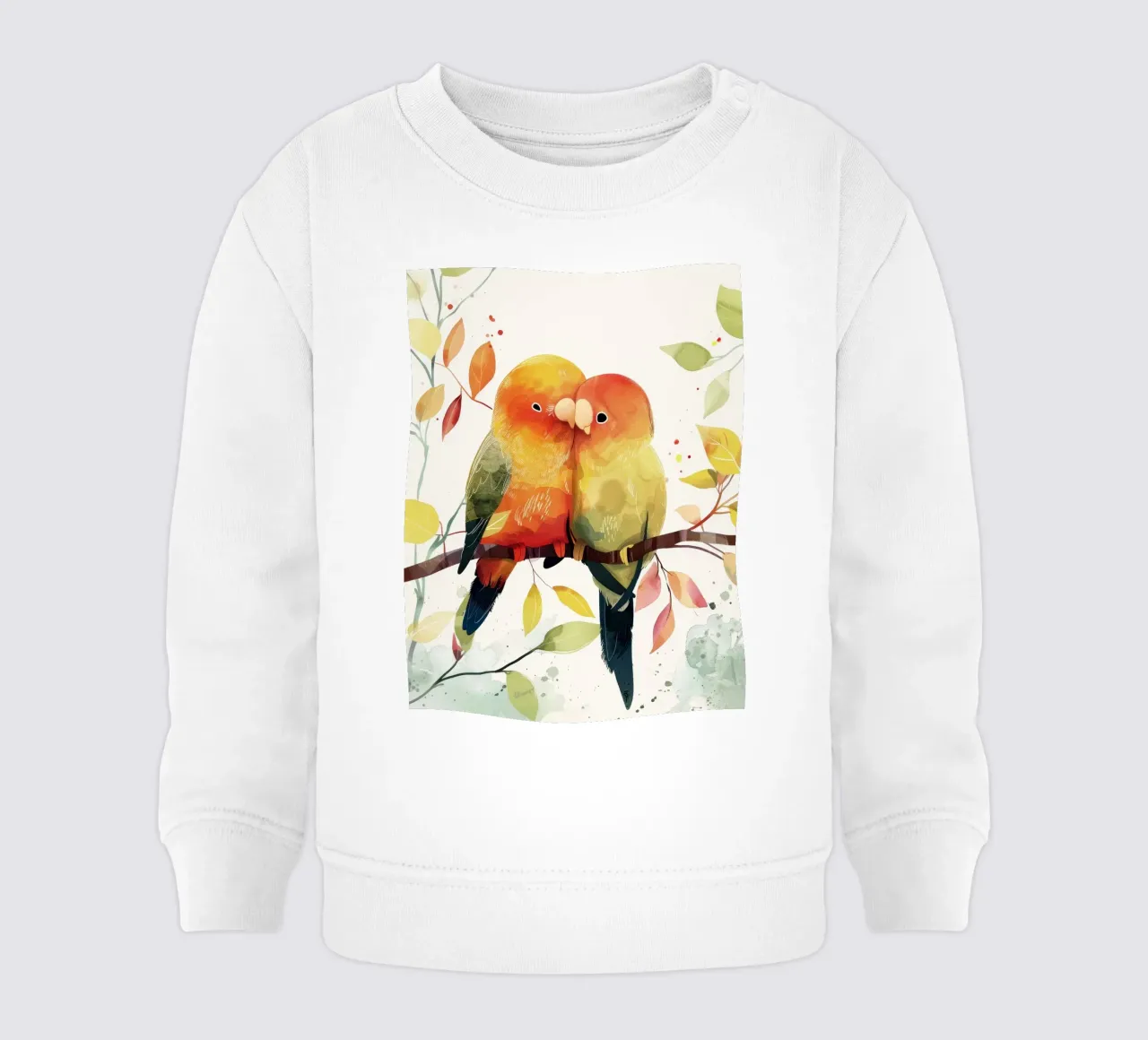 Inseparabili colorati appollaiati su un ramo, affetto in natura felpa neonato da DesignDoodle