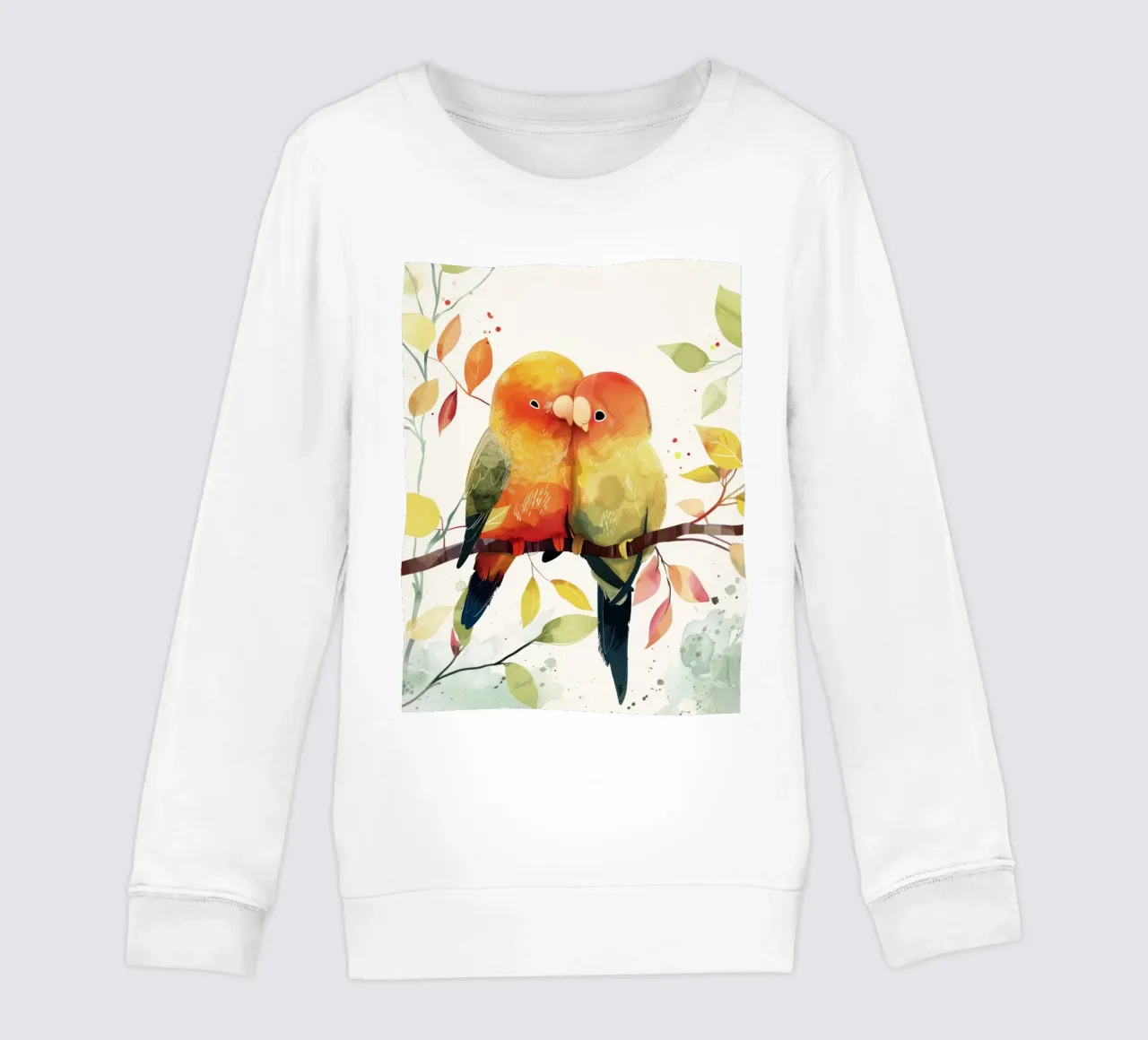 Inseparabili colorati appollaiati su un ramo, affetto in natura felpa bambino da DesignDoodle