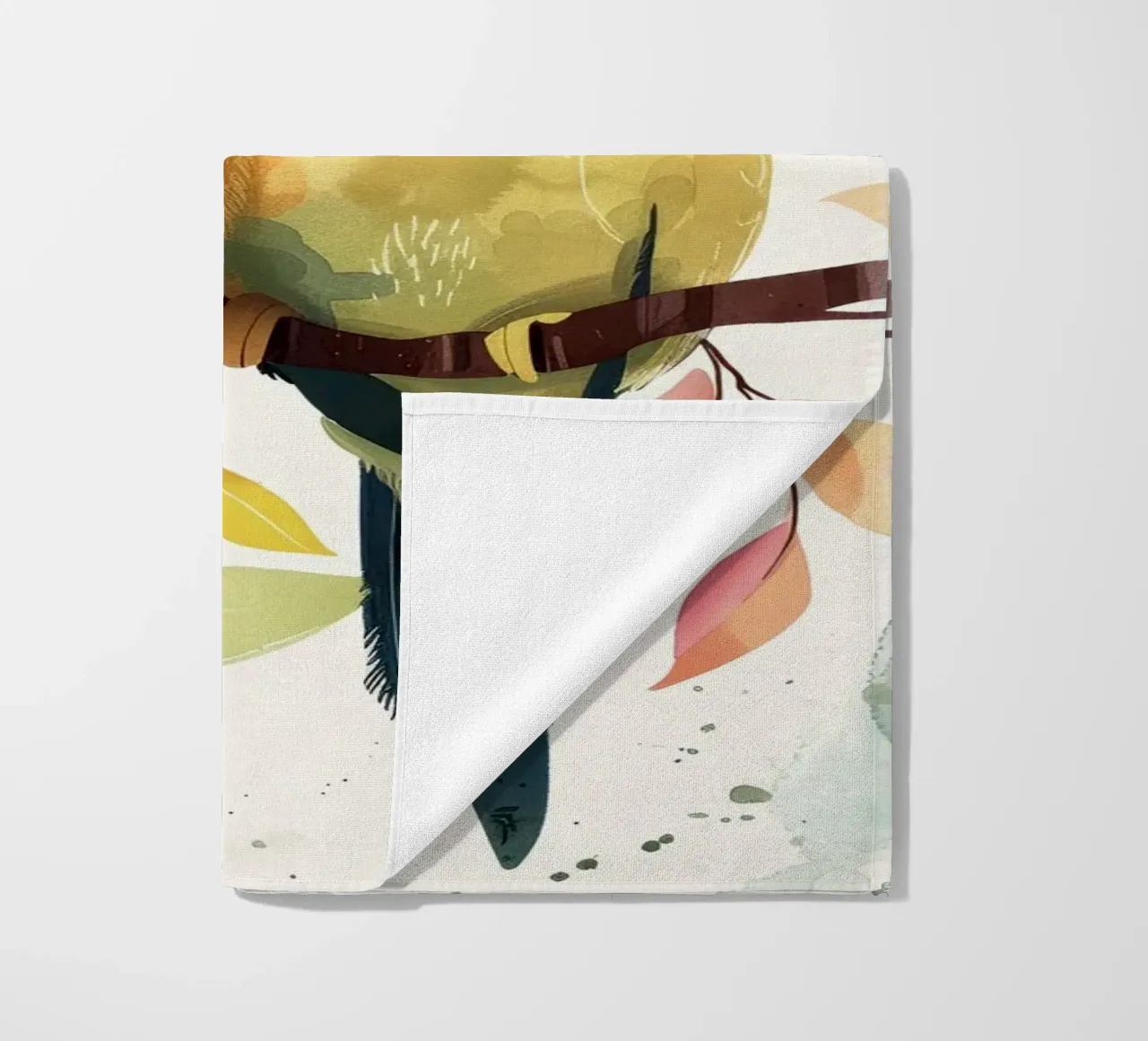 Inseparabili colorati appollaiati su un ramo, affetto in natura telo mare da DesignDoodle