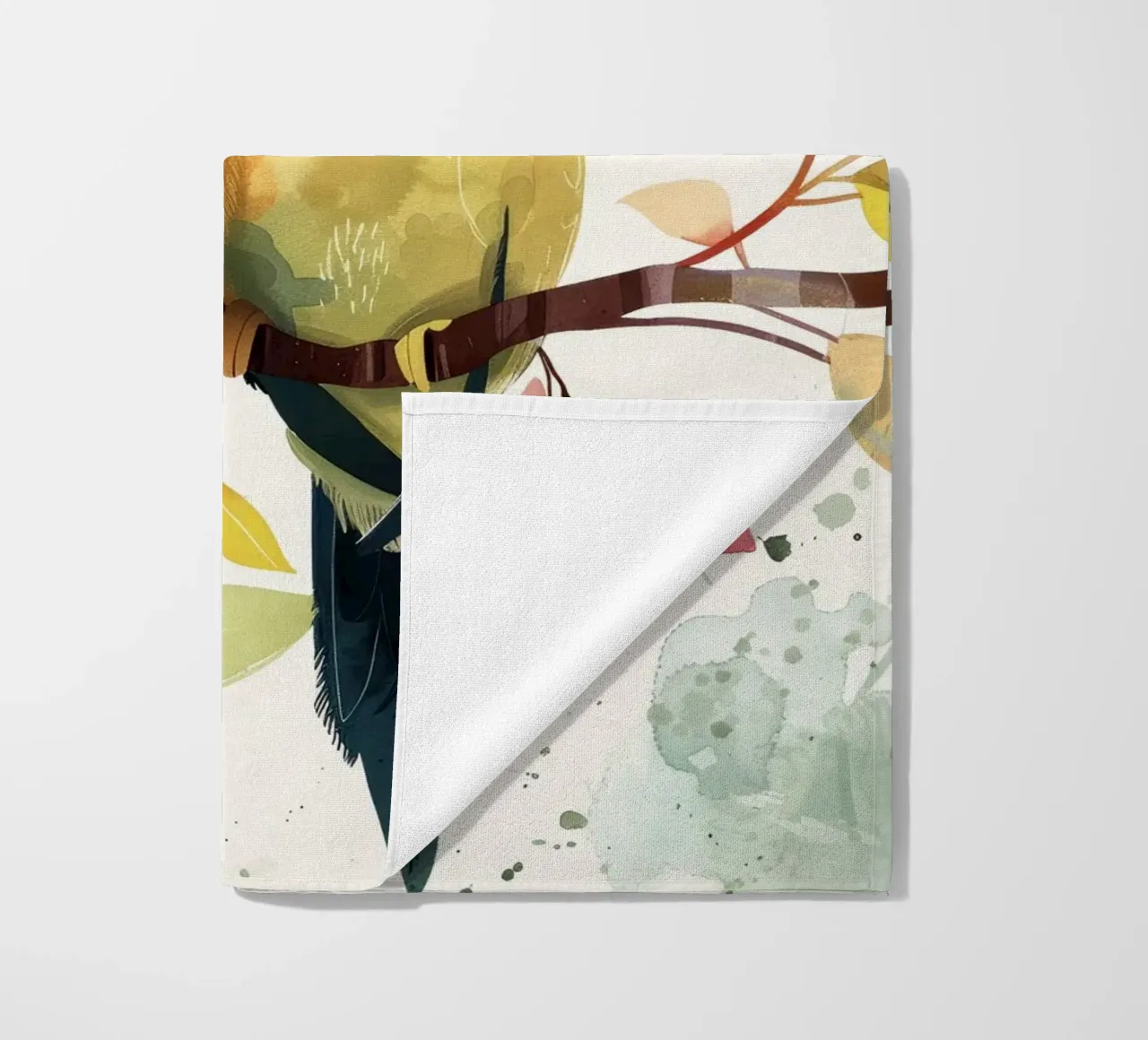 Inseparabili colorati appollaiati su un ramo, affetto in natura telo mare da DesignDoodle