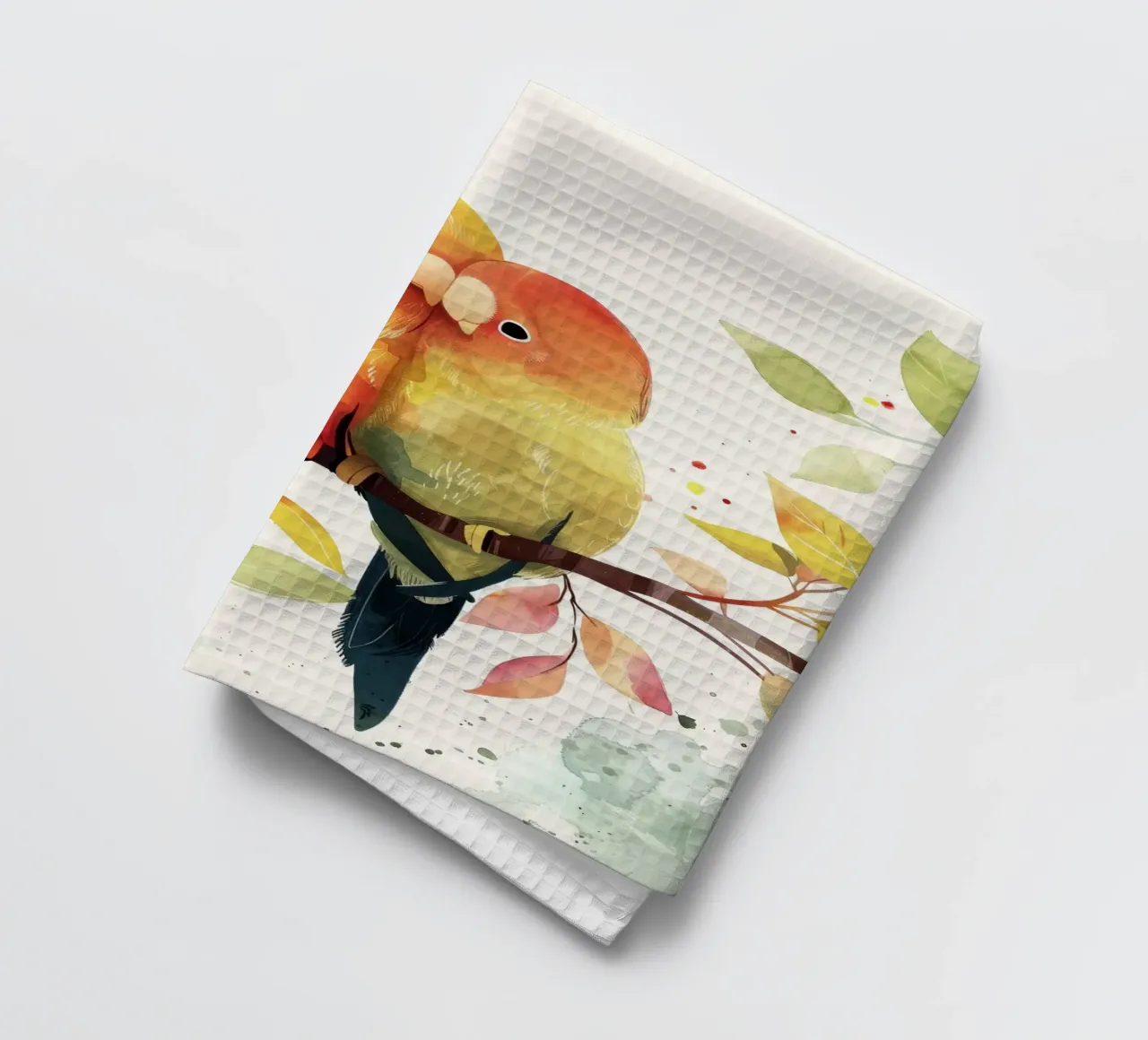 Inseparabili colorati appollaiati su un ramo, affetto in natura canovaccio da cucina da DesignDoodle