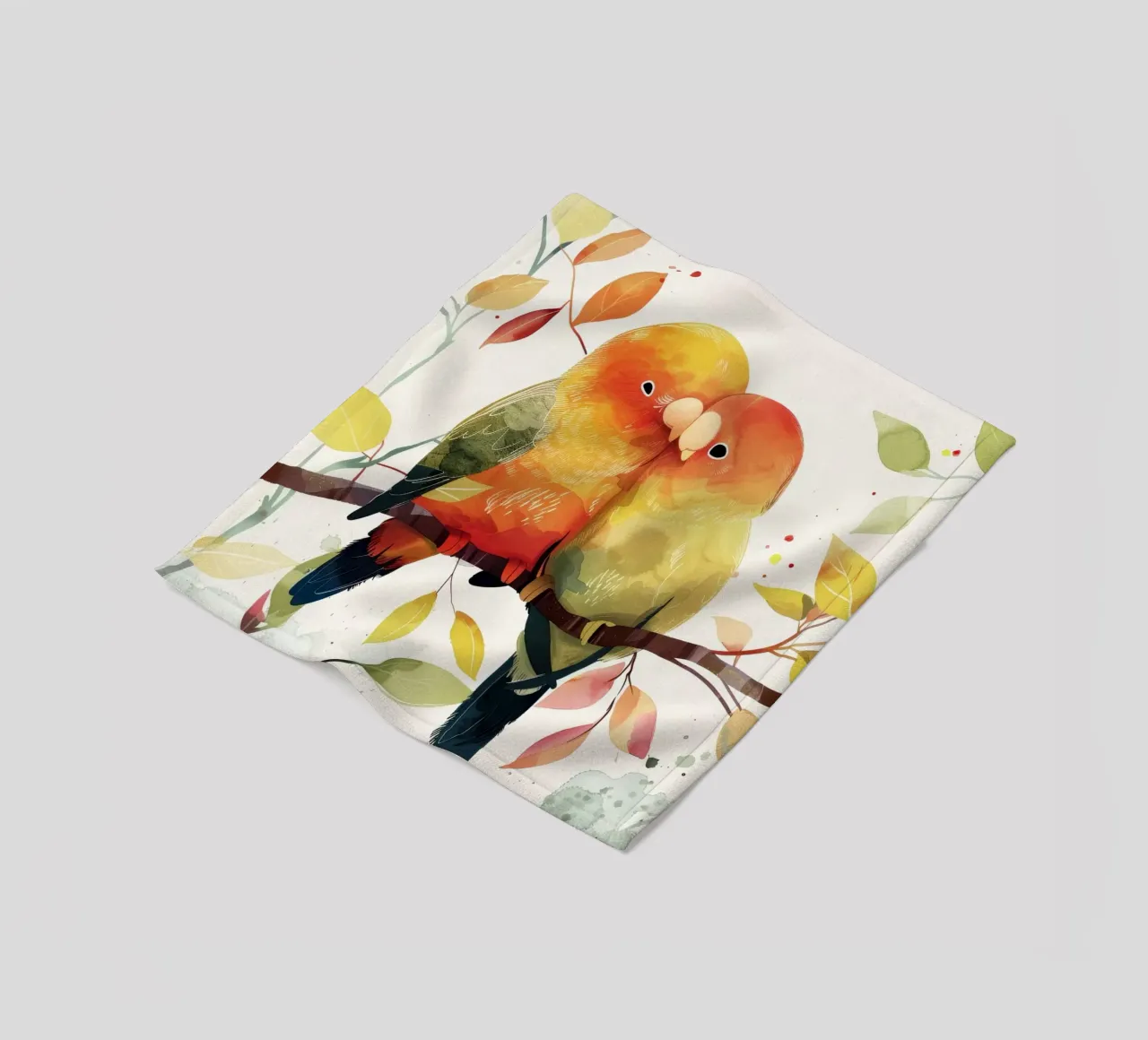 Inseparabili colorati appollaiati su un ramo, affetto in natura coperta in pile da DesignDoodle