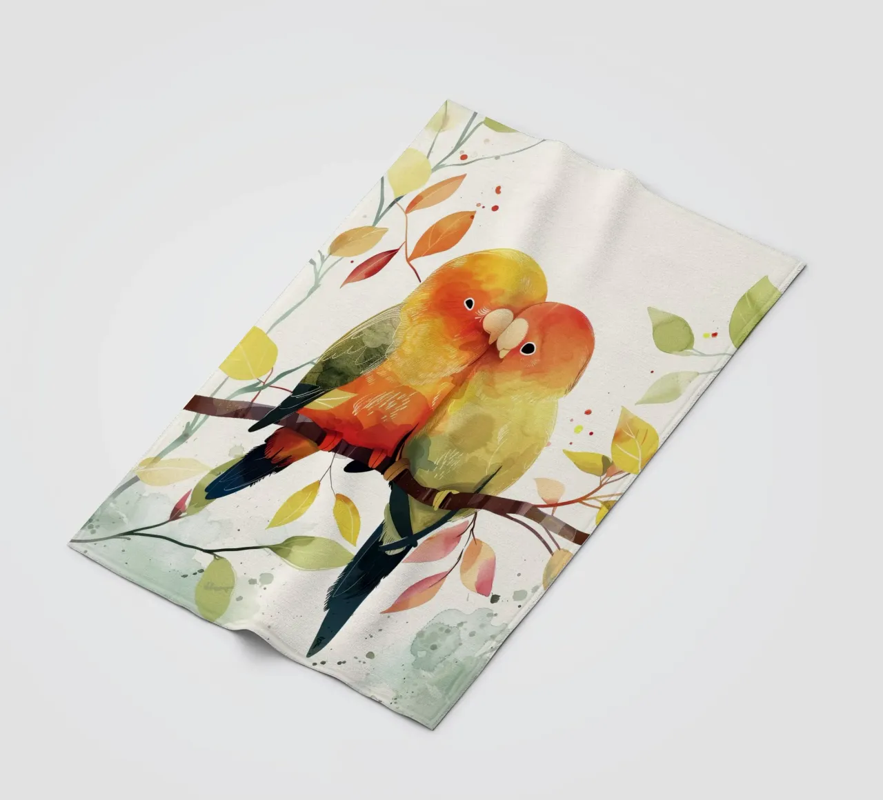 Inseparabili colorati appollaiati su un ramo, affetto in natura coperta in pile da DesignDoodle