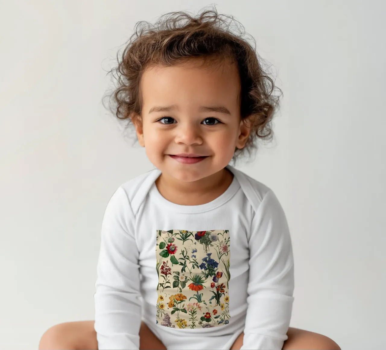 Secret Garden V long-sleeve baby romper by burcukorkmazyurek