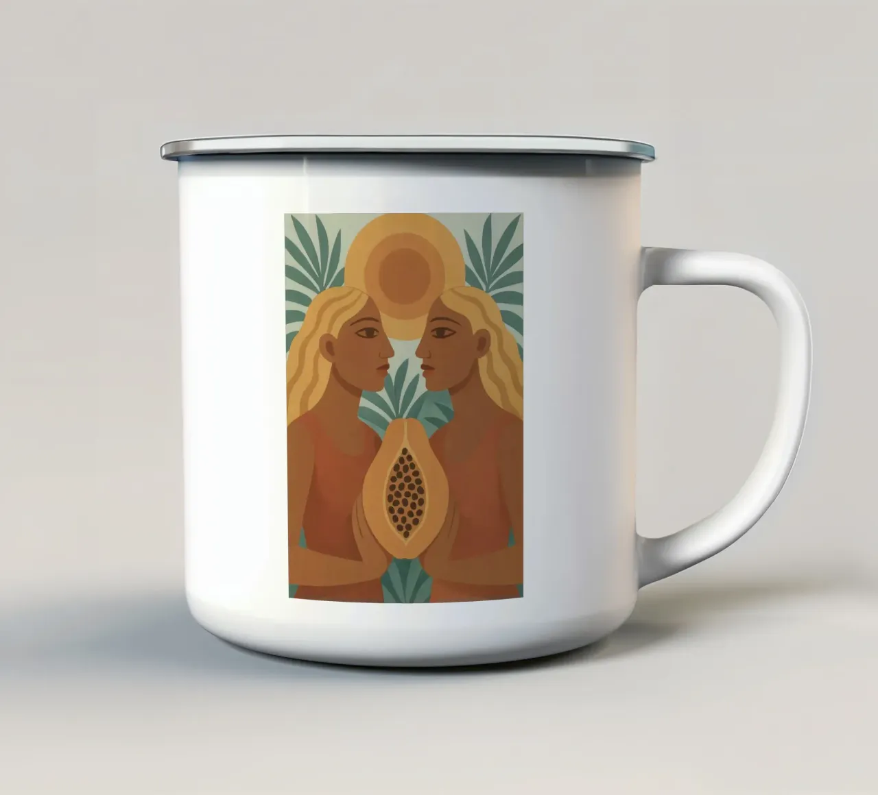 Sorelle del Sole tazza in smalto da Taika Tori Art