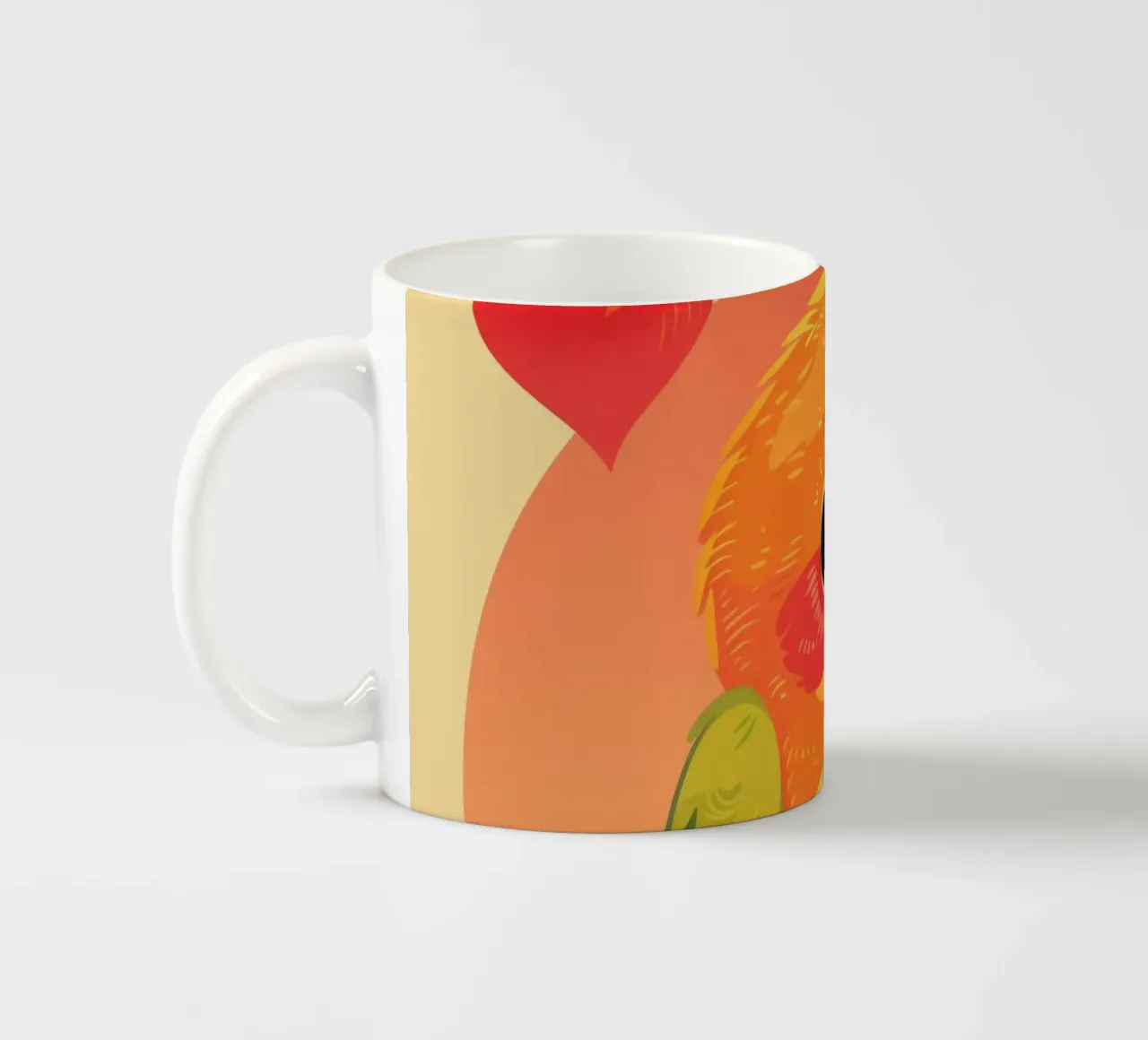 Cartone animato pappagallo carino su un ramo con cuore in background tazza in ceramica da DesignDoodle