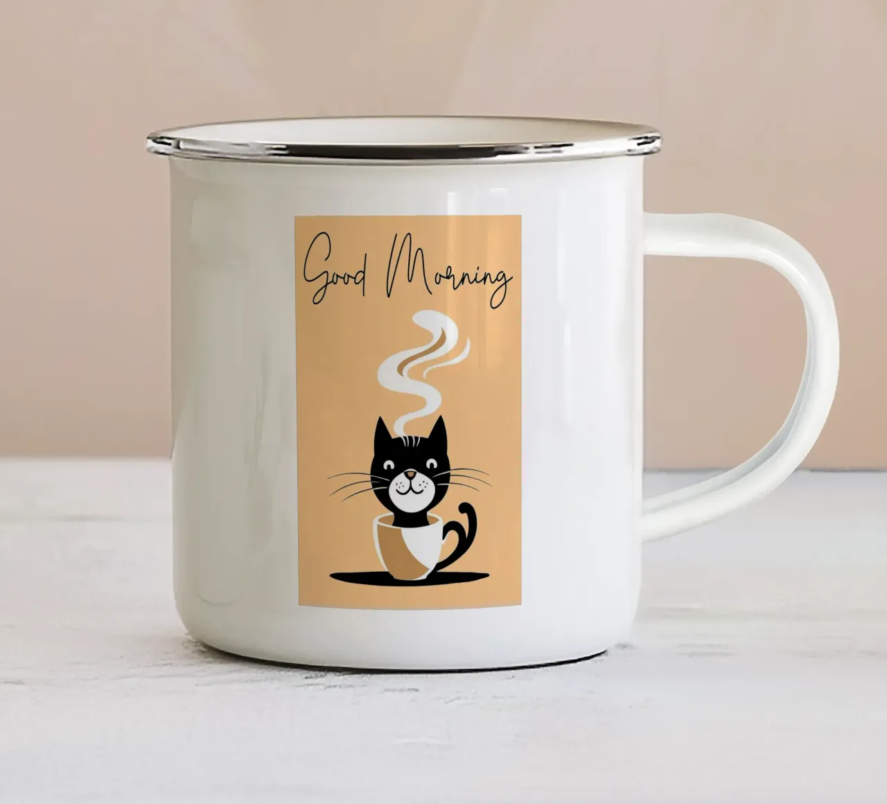 Goedemorgen Koffie emaille mok van Arjun