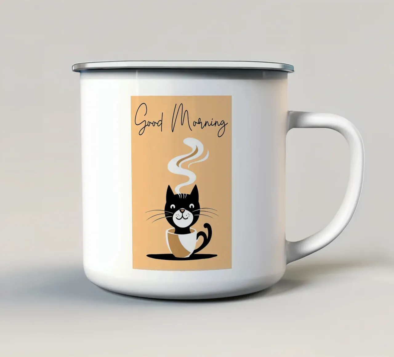 Goedemorgen Koffie emaille mok van Arjun
