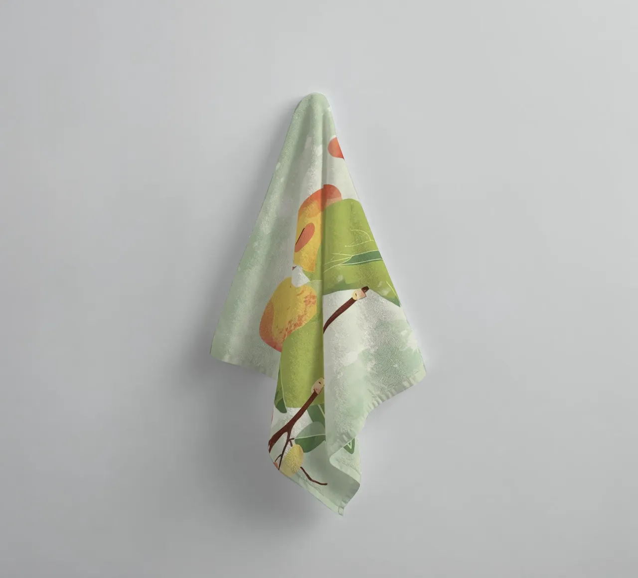 Two affectionate parakeets perched on a branch exchanging towel by DesignDoodle
