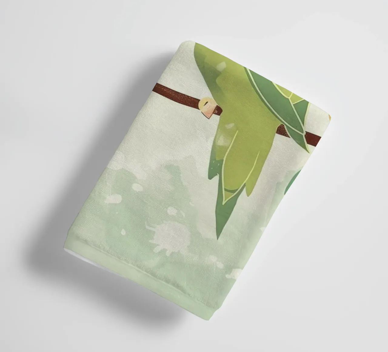 Two affectionate parakeets perched on a branch exchanging towel by DesignDoodle