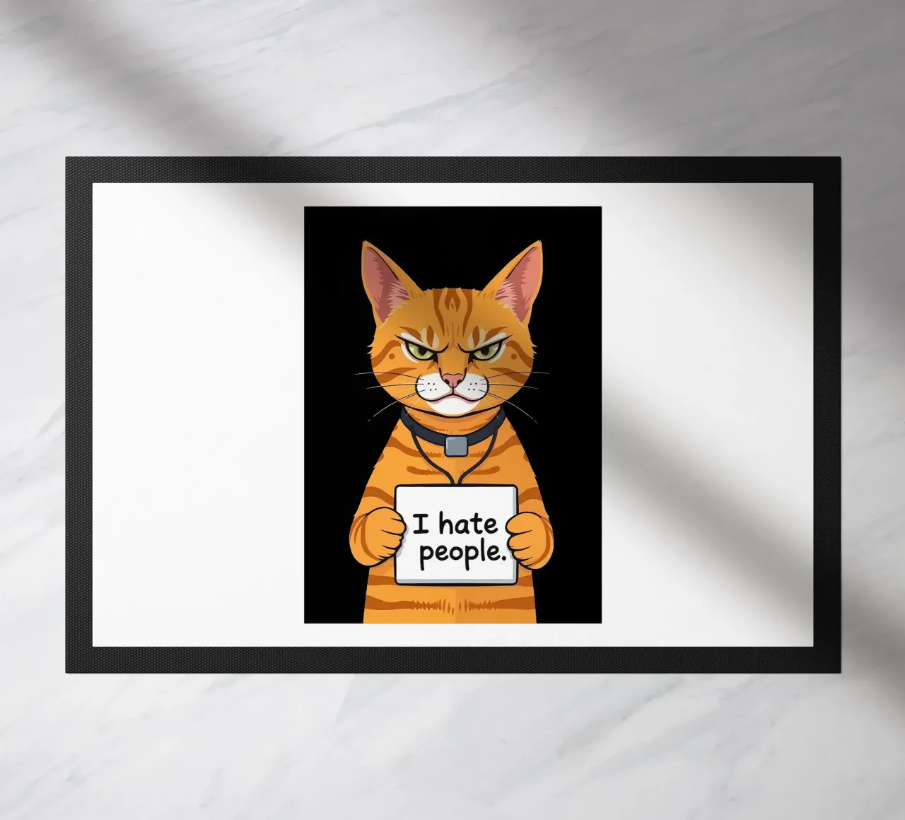 Grumpy Orange doormat by Arjun