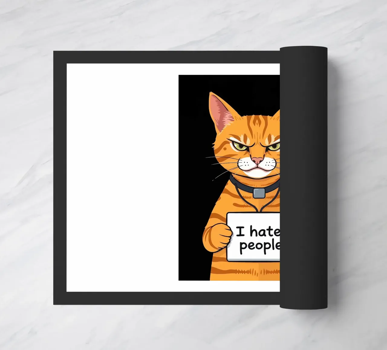 Grumpy Orange doormat by Arjun