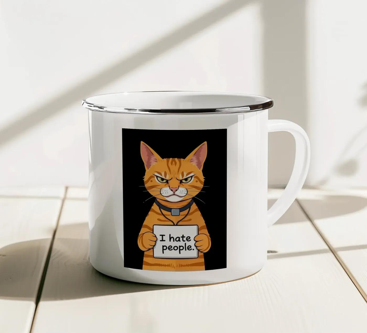 Mürrische Orange Emaille Tasse von Arjun