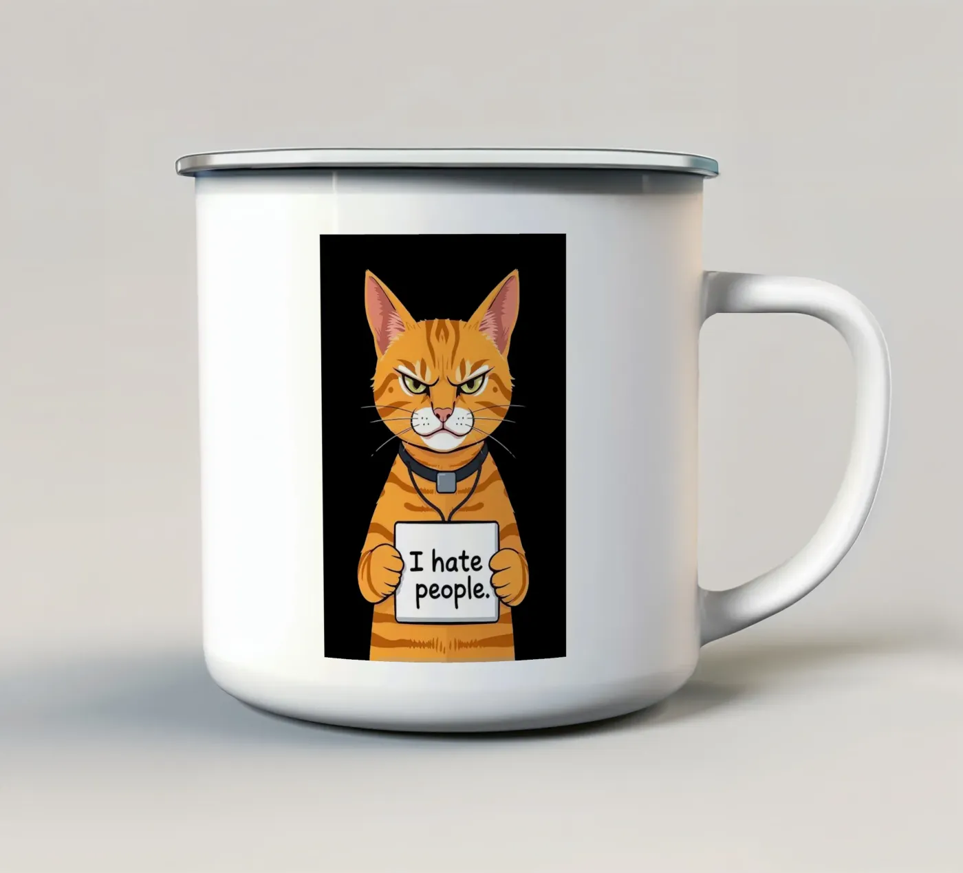 Mürrische Orange Emaille Tasse von Arjun