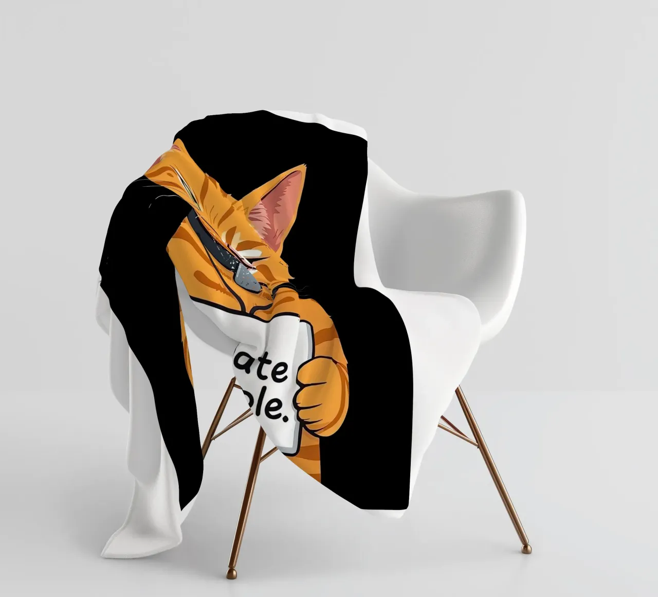 Grumpy Orange fleece blanket by Arjun