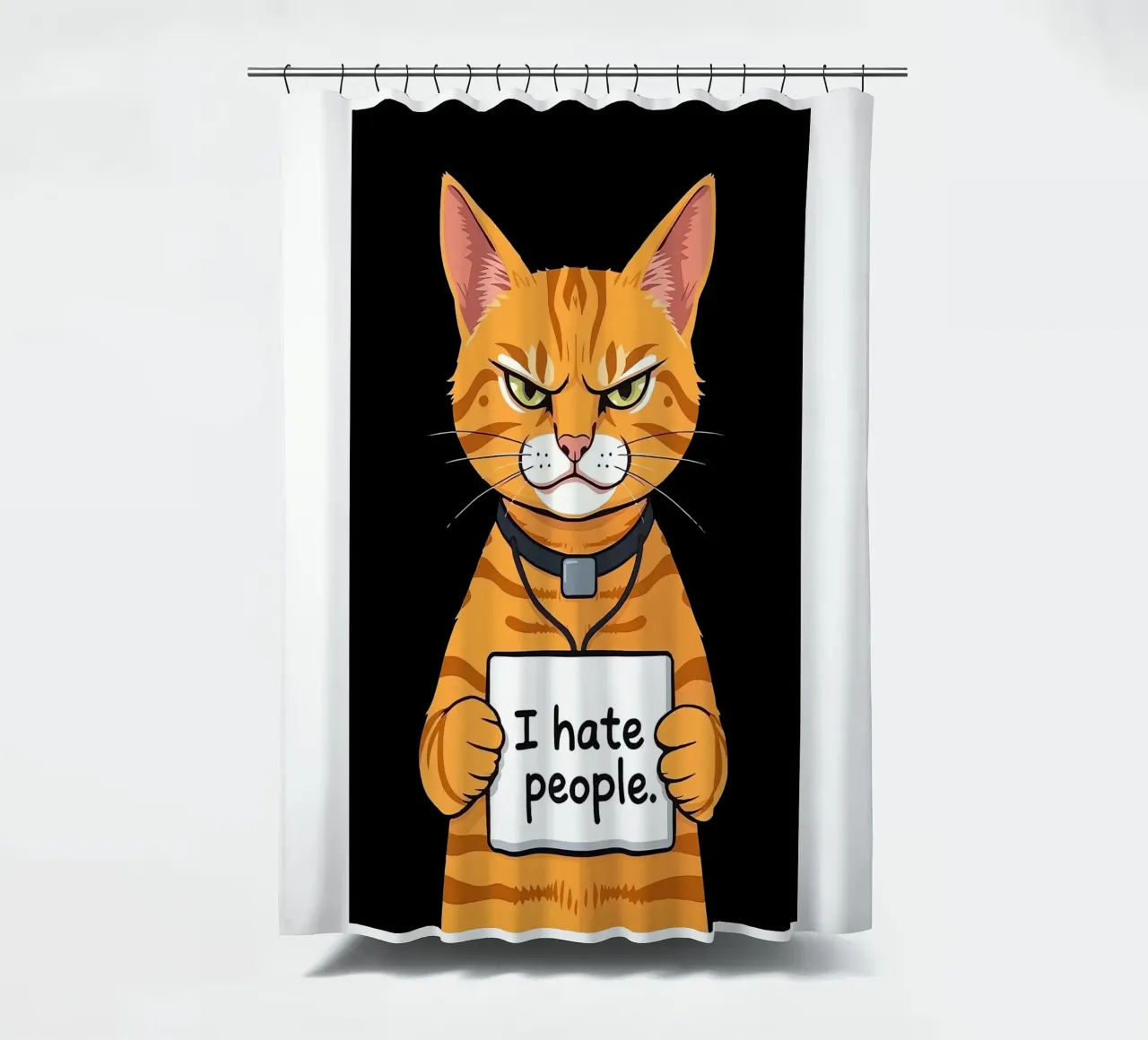 Grumpy Orange shower curtain by Arjun