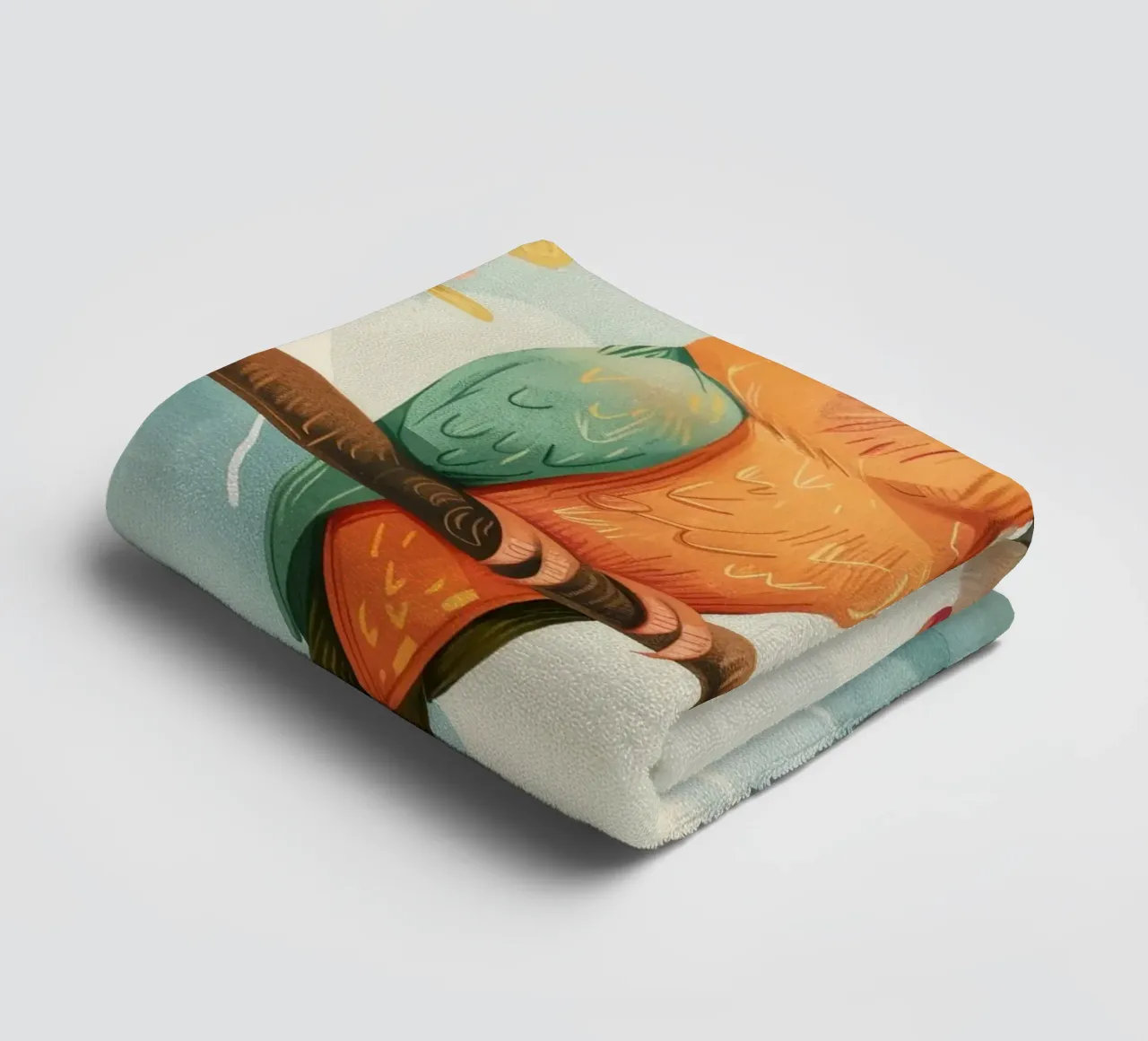 two colorful parrots perched together on a branch surrounde towel by DesignDoodle
