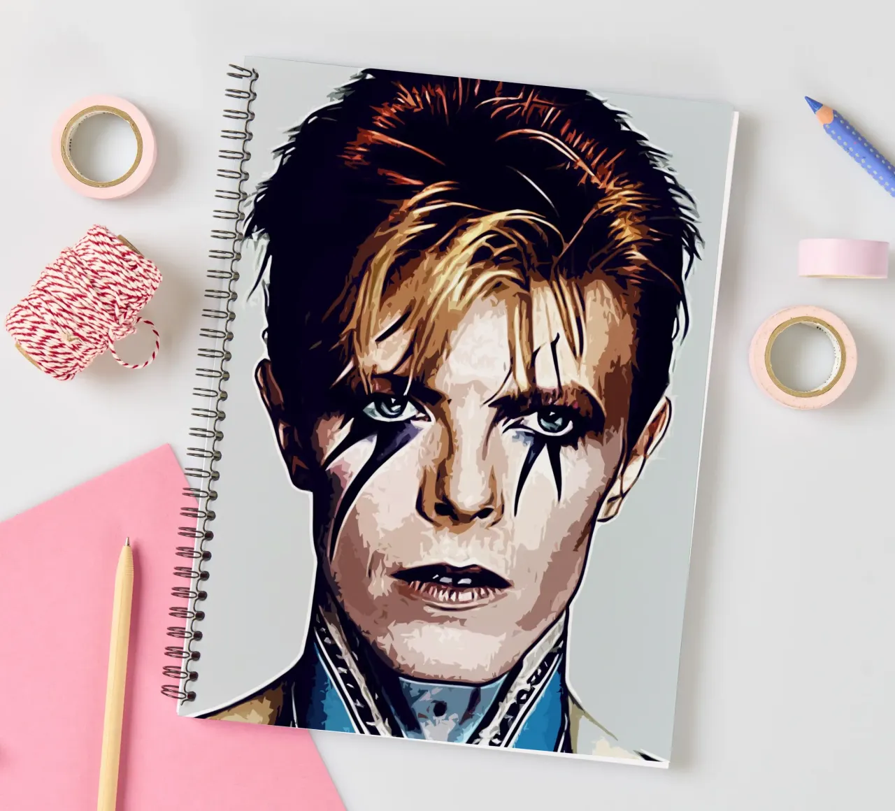 David Bowie 5 Art spiral notebook by music soul
