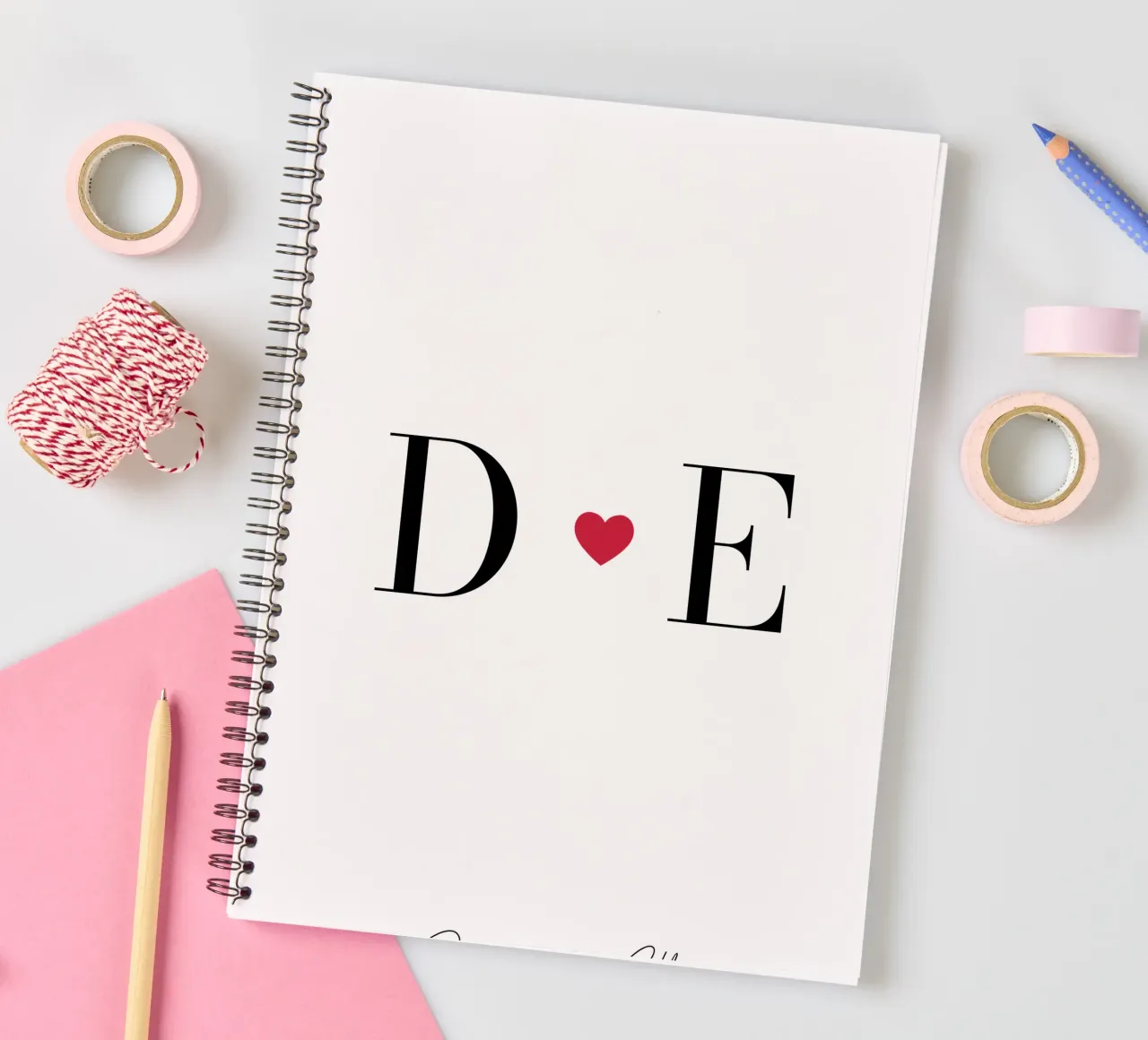 Love Initials Custom Print spiral notebook by Prints By Ayleen