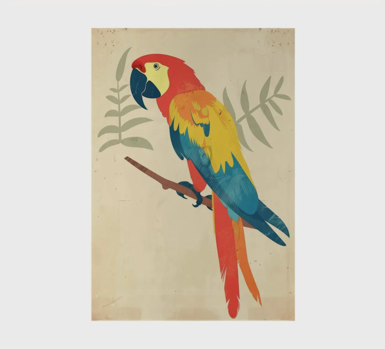 Bright parrot perched on a branch surrounded by subtle folia notebook by DesignDoodle