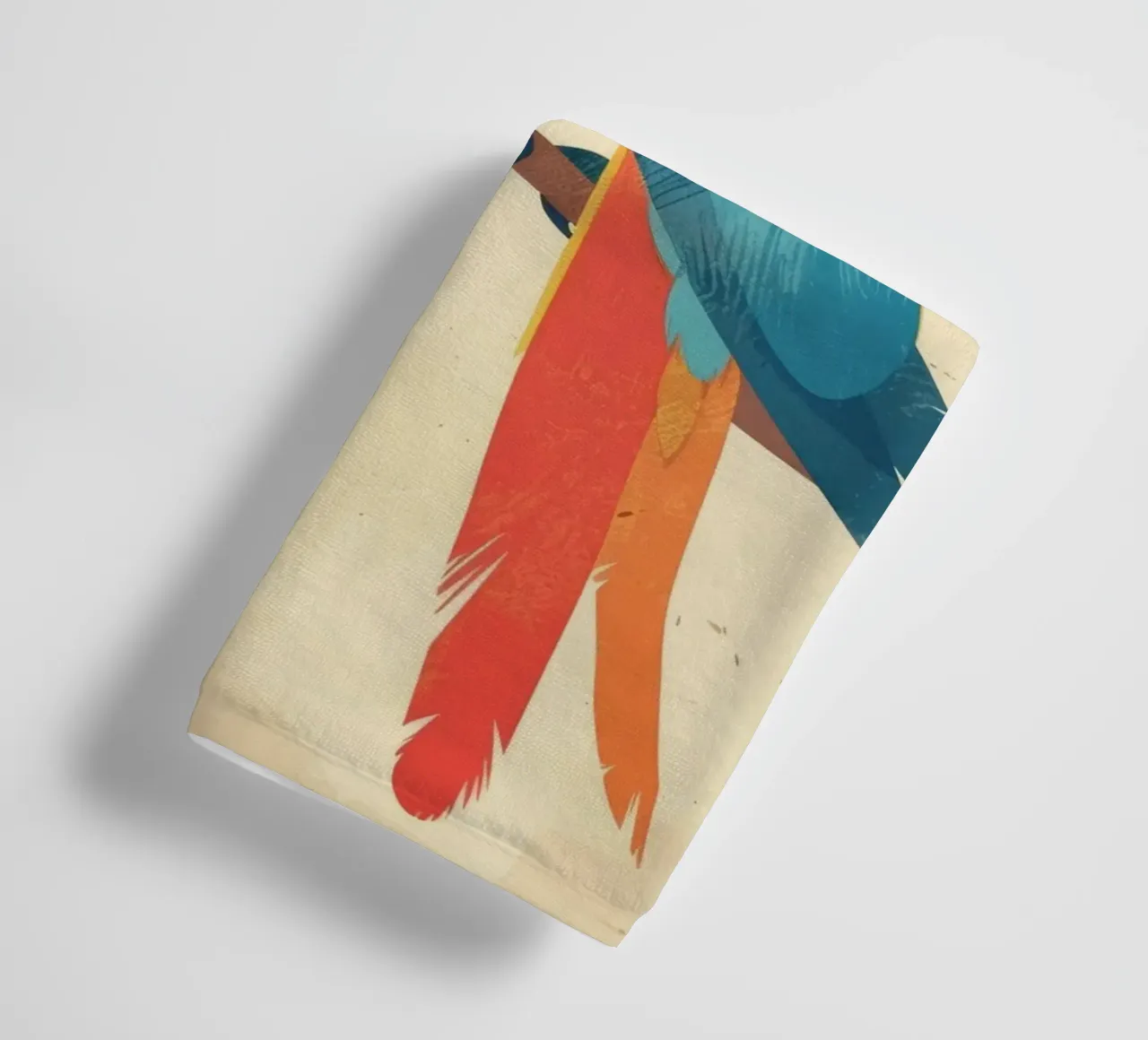 Bright parrot perched on a branch surrounded by subtle folia towel by DesignDoodle