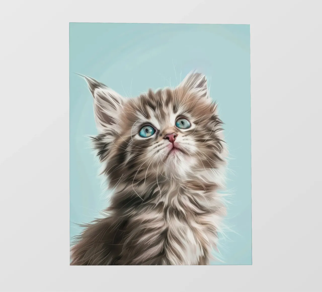 Entzückendes flauschiges Kätzchen, das mit auffallend blauen Augen nach oben blickt PVC Plane von DesignDoodle