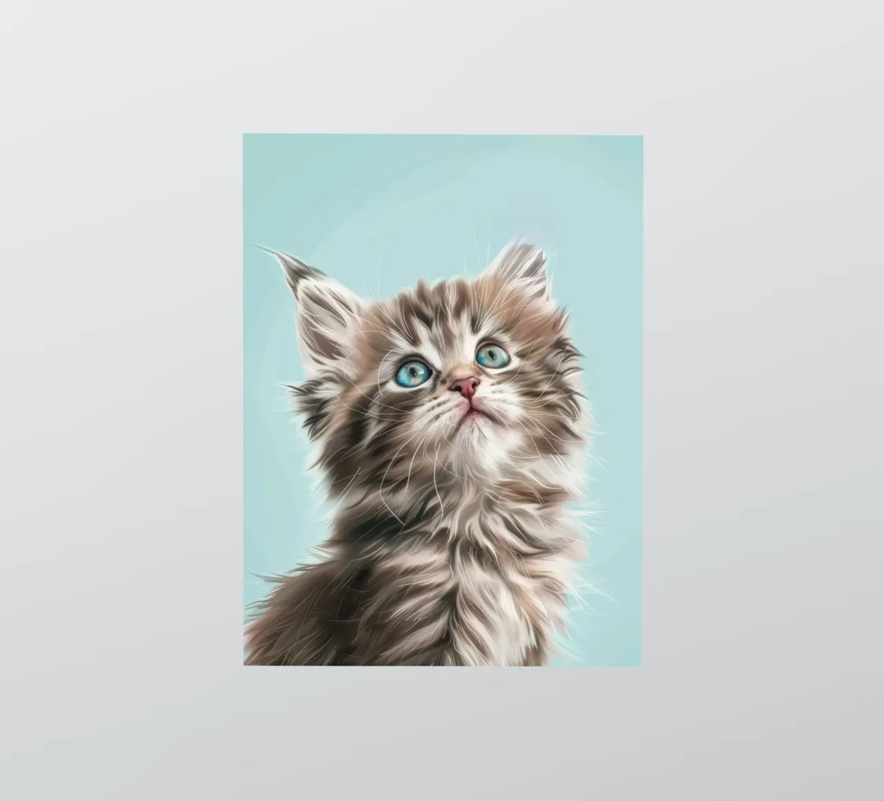 Entzückendes flauschiges Kätzchen, das mit auffallend blauen Augen nach oben blickt Sticker von DesignDoodle