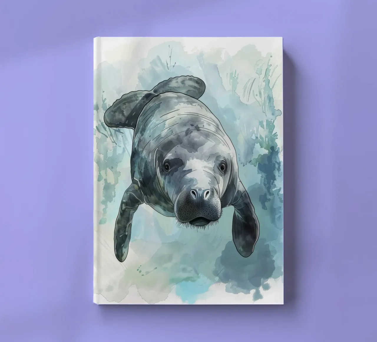 Manatee swimming gracefully underwater in a natural aquatic notebook by DesignDoodle